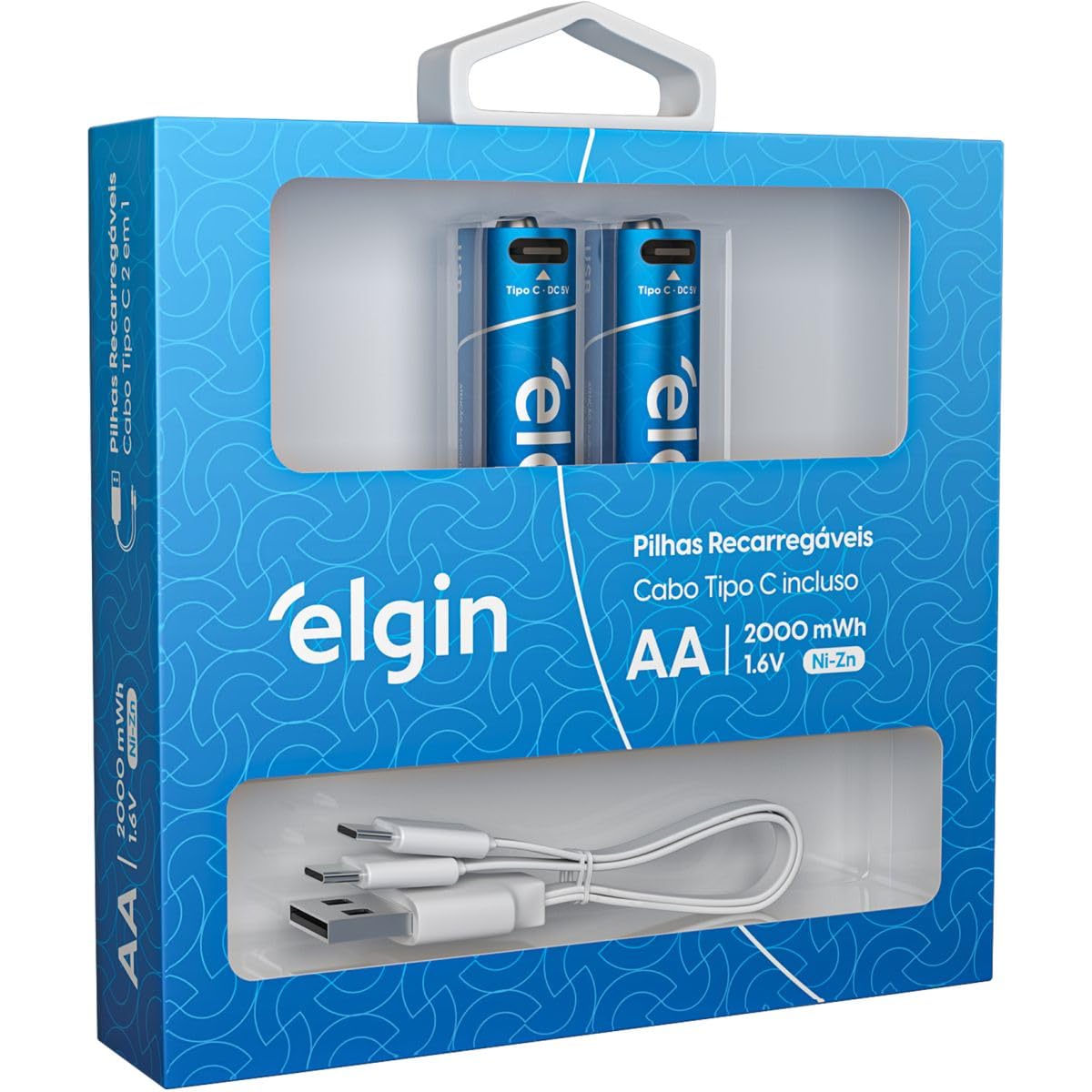 PHILIPS Pilha AA Comum Recarregável Elgin - USB-C Integrado, 2 Unidades
