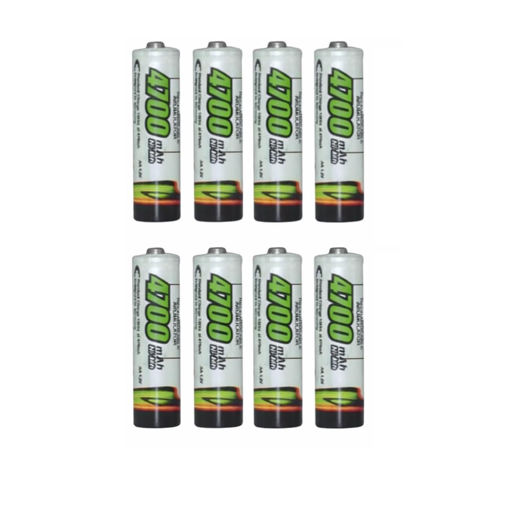 Potency Pilhas AA Recarregáveis 4700mAh, Kit com 8 Unidades, Alta Performance, 1000 Ciclos de Recarga, Compatível com Controles, Mouses, Câmeras e Lanternas, Ni-MH 1.2V
