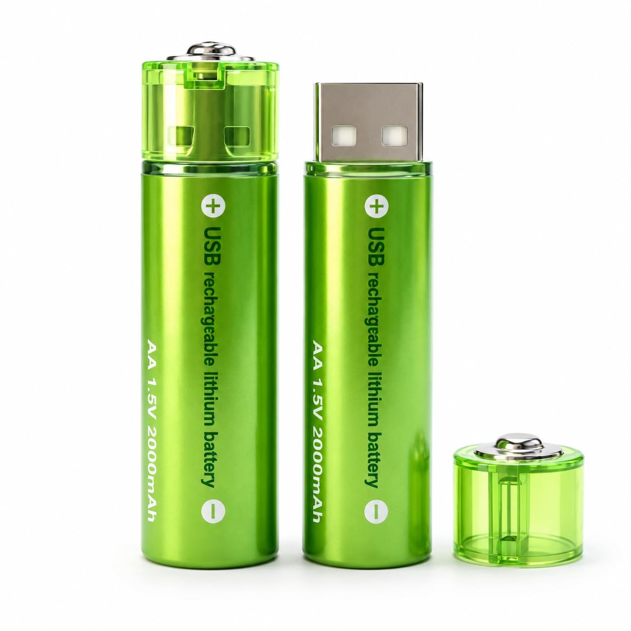 Kit com 2 Pilhas AA Recarregáveis USB – Carregamento Rápido, Alta Durabilidade, Reutilizáveis para Controles, Brinquedos e Eletrônicos