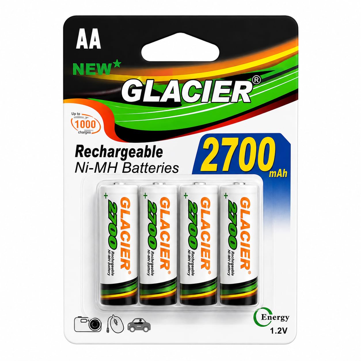 Kit 4 Pilhas Recarregáveis AA 2700mAh 1,2V Ni-MH Alta Capacidade para Controle, Brinquedos, Câmeras e Eletrônicos