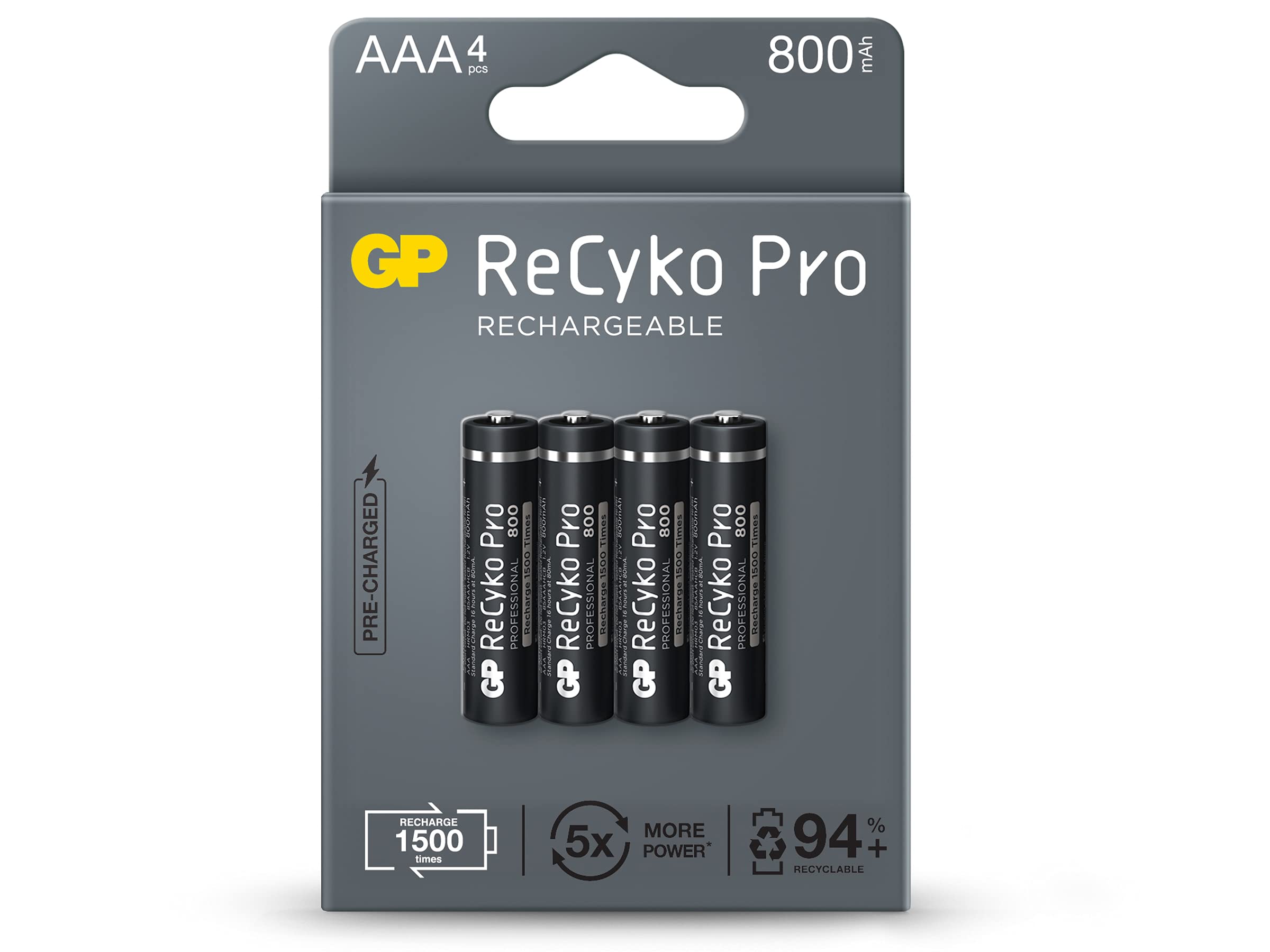 Pilha Recarregavel AAA GP Recyko PRO Bateria 2A 800mAh Palito 4 unidades