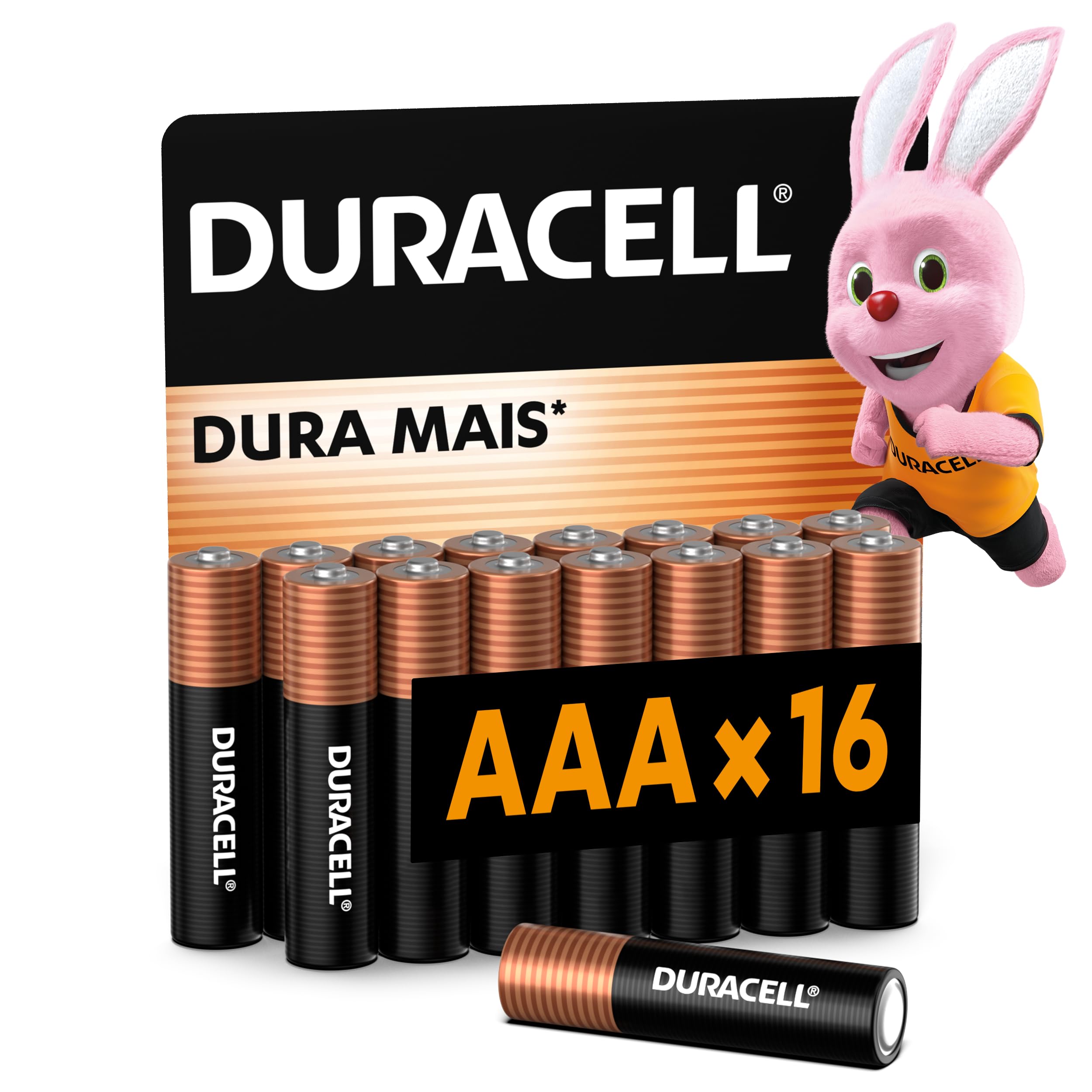 Duracell Pilha Alcalina AAA Palito Com 16 Unidades – Dura Mais – Ideal para Controles Remotos, Brinquedos e Lanternas