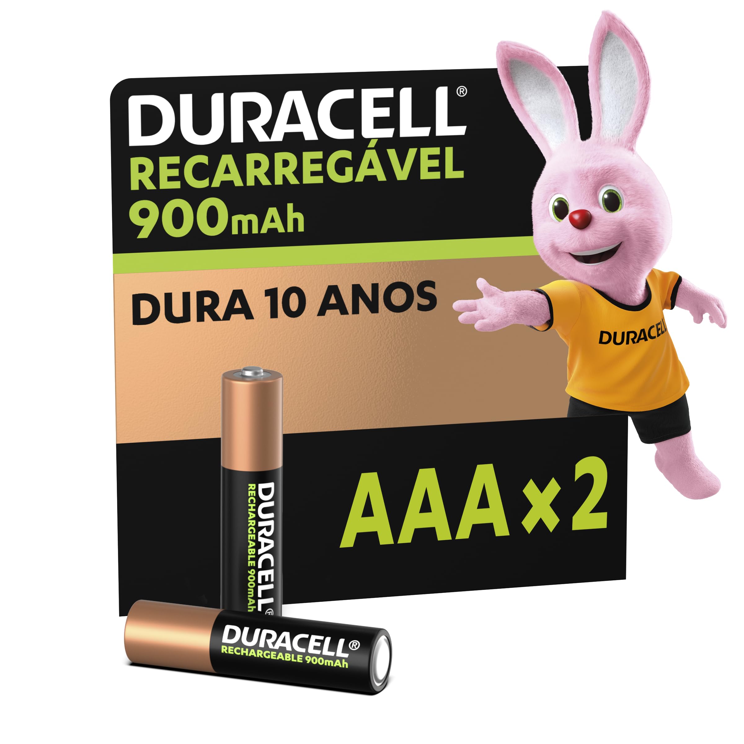 Duracell Pilha Recarregável AAA 900mAh Palito Com 2 Unidades – Ideal para Câmeras Digitais e Dispositivos de Alto Consumo