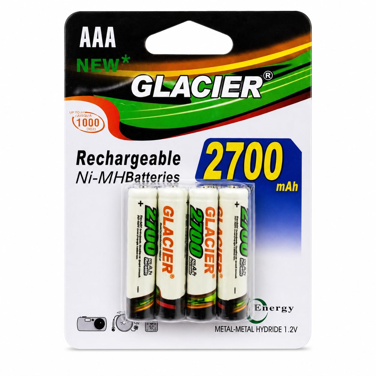 Kit 4 Pilhas Recarregáveis AAA Ni-MH 1,2V Alta Durabilidade para Controles, Brinquedos e Aparelhos Eletrônicos