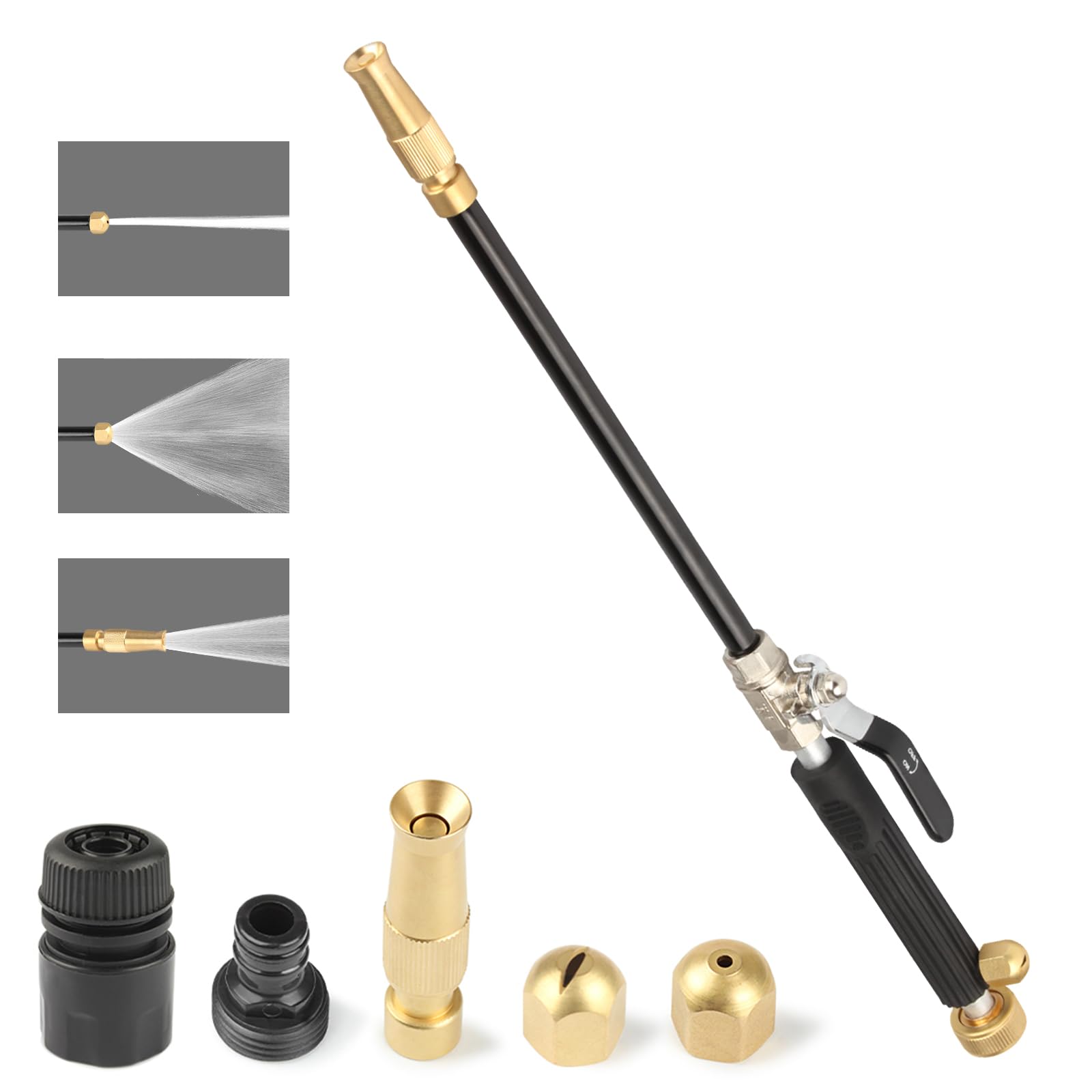 Bocal de mangueira de alta pressão para mangueira de jardim, pistola de lavagem hidráulica de alta pressão, pistola de água portátil de hidrojato de água de alta pressão com 3 bocais de mangueira para