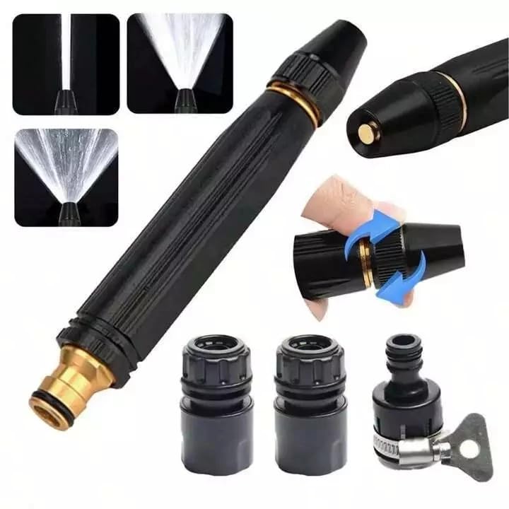 Bico Alta Pressão Jato Mangueira Água Kit 4 Pçs Lava Carro Alta Pressão Esguicho Pulverizador Para Mangueira 3 Em 1 Ajustavel Com Conector Gatilho Regulável