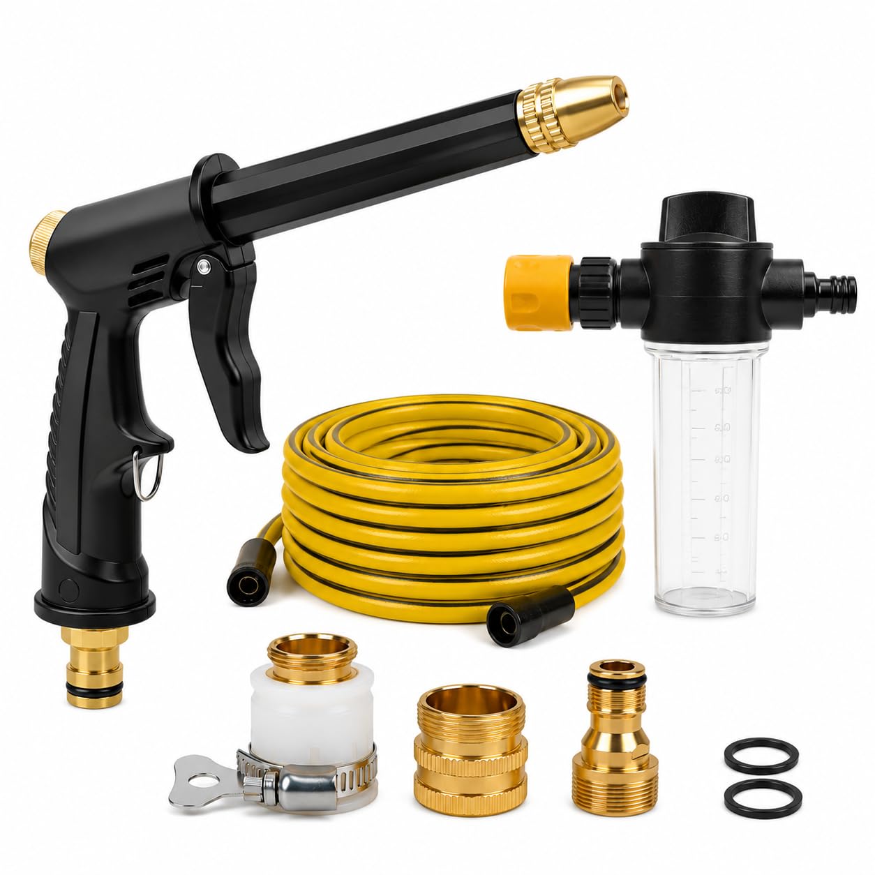 Bocal de mangueira de alta pressão, pistola de pulverização de água resistente atualizada 2026 com 5 modos de pulverização ajustáveis, pulverizador de mangueira de jardim de metal lavador elétrico