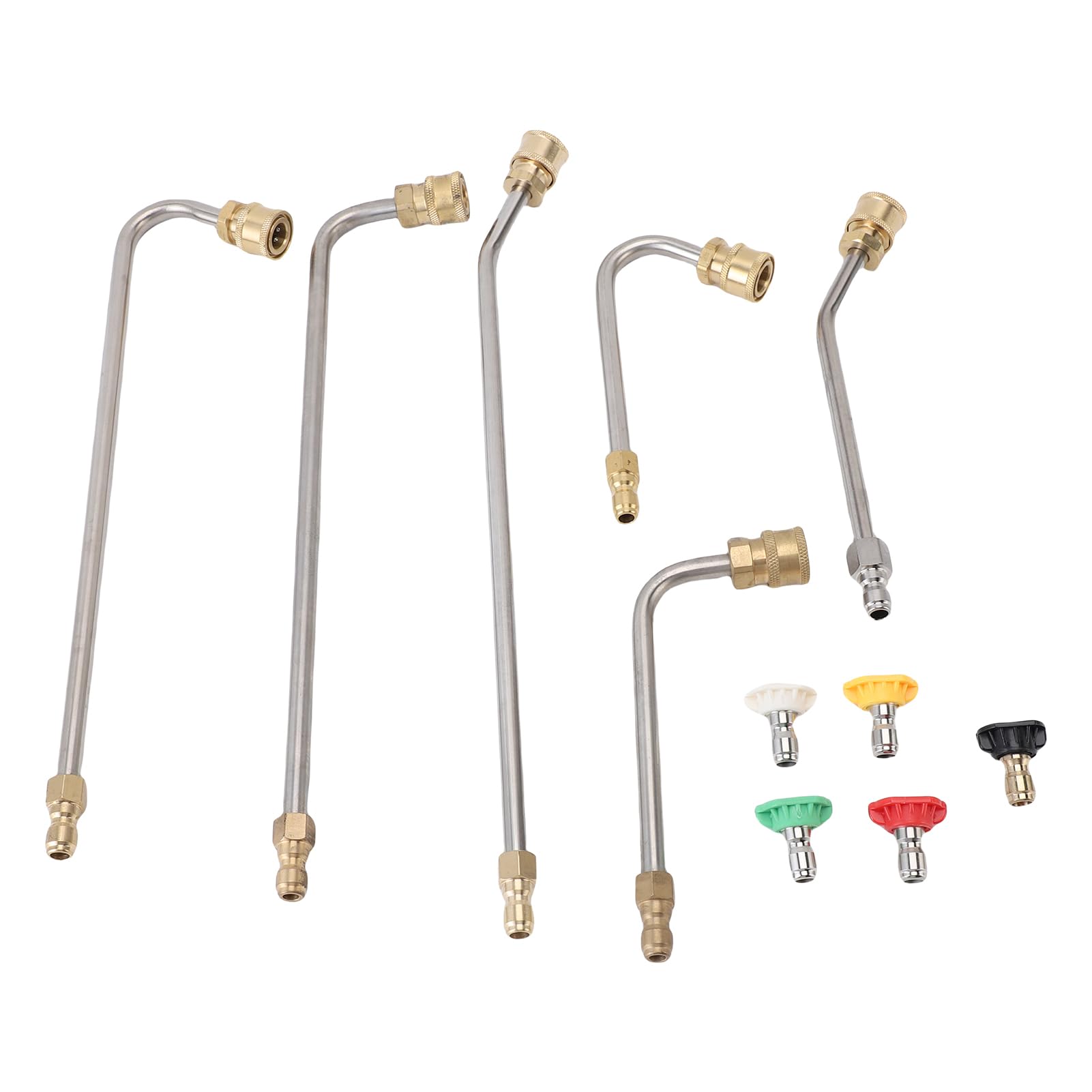 Yunseity Pistola de Lavagem Com Bicos para Mangueira, 4000 PSI | Varinha de aço inoxidável de conexão rápida de 1/4 pol., 6 hastes com 5 bicos para lavadora elétrica