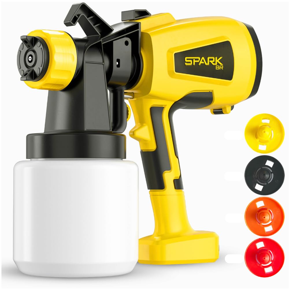 Pistola de Pintura Elétrica Pulverizadora 450w Profissional SparkBr 1000ml Pintura Residencial e Hobby (Amarelo 220v)