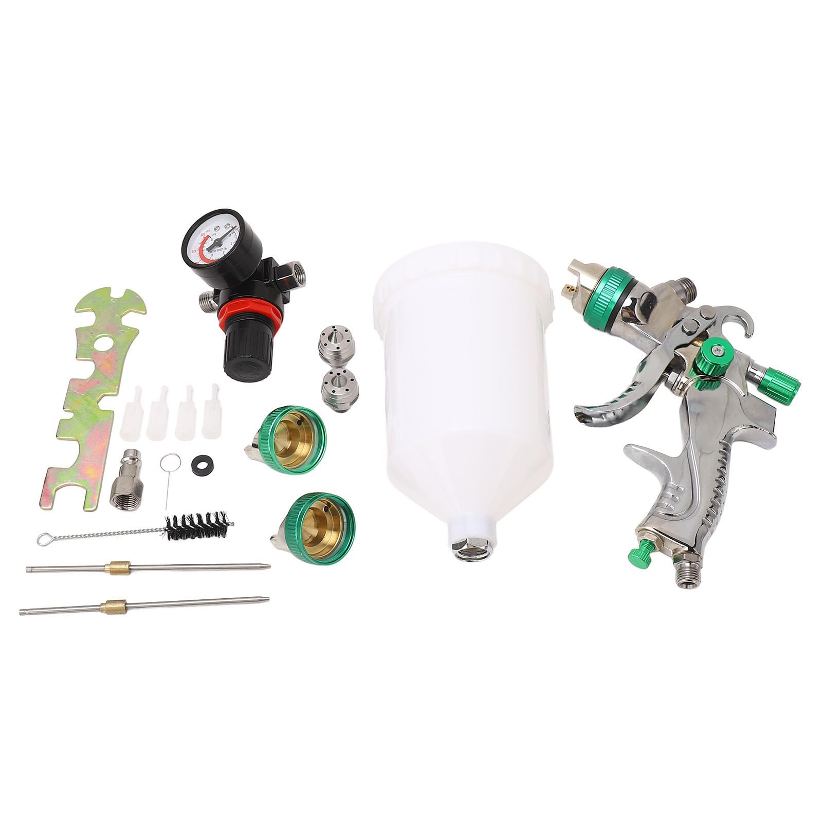 HVLP Spray Gun Conjunto de pistola de pintura de alimentação de gravidade profissional com copo de 600 ml para artesanato de móveis automotivos 3 tamanhos de bico de aço inoxidável