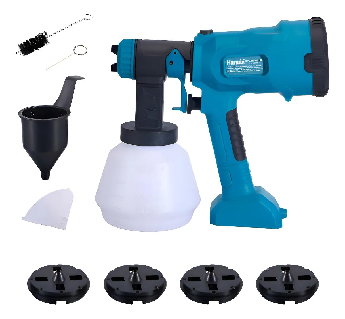 Hanabi Pistola de Pintura Eletrica 110V Profissional de Tinta 960W 1000ml | com Bico 3 Regulações de Spray e Empunhadura Emborrachada