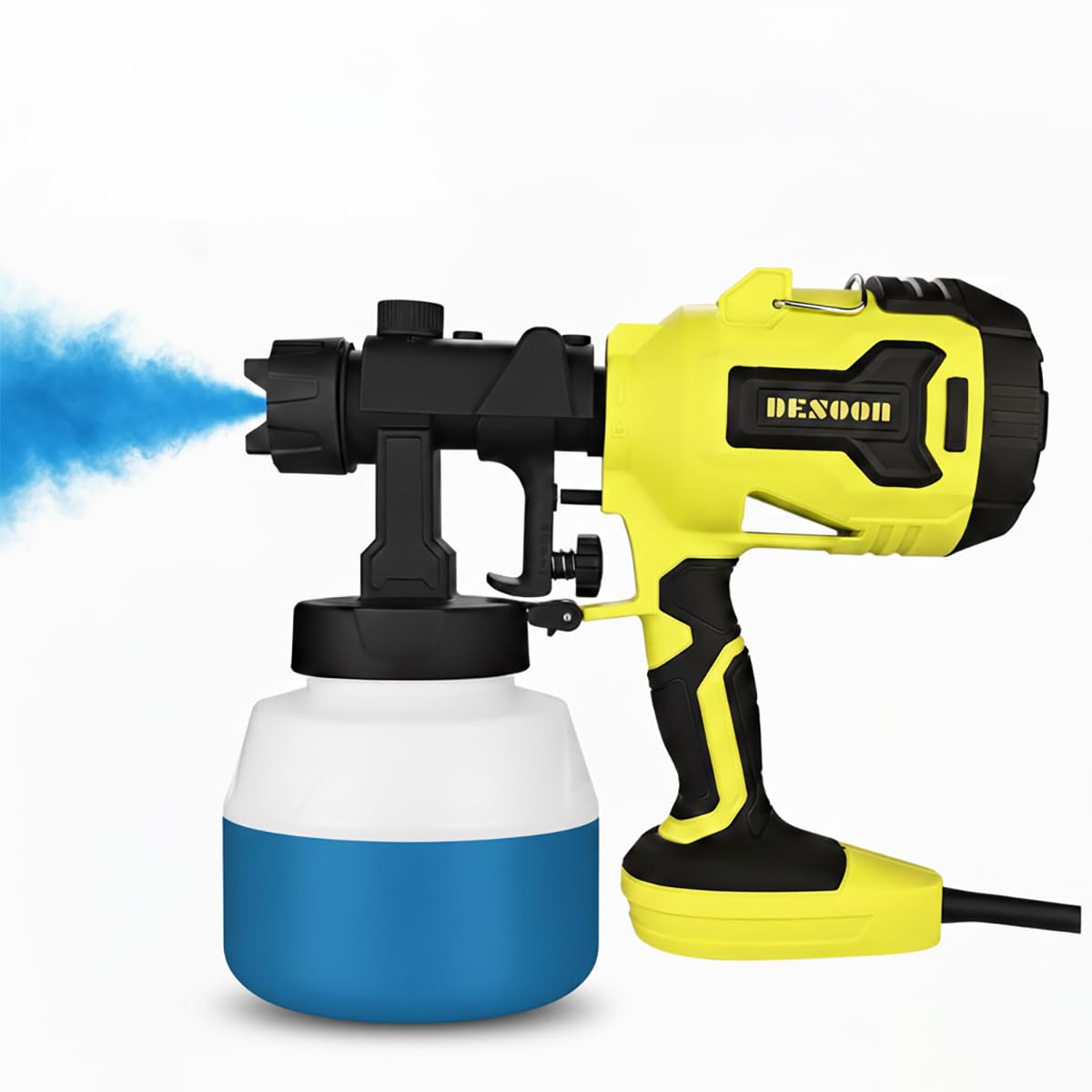 DESOON Pistola de Pintura 600W HVLP, 220v Elétrica Profissional Pulverizador de Tinta 800ml com 4 Bicos de Cobre, 32000 RPM, Ideal para Pintura Residencial, Móveis e Artesanato