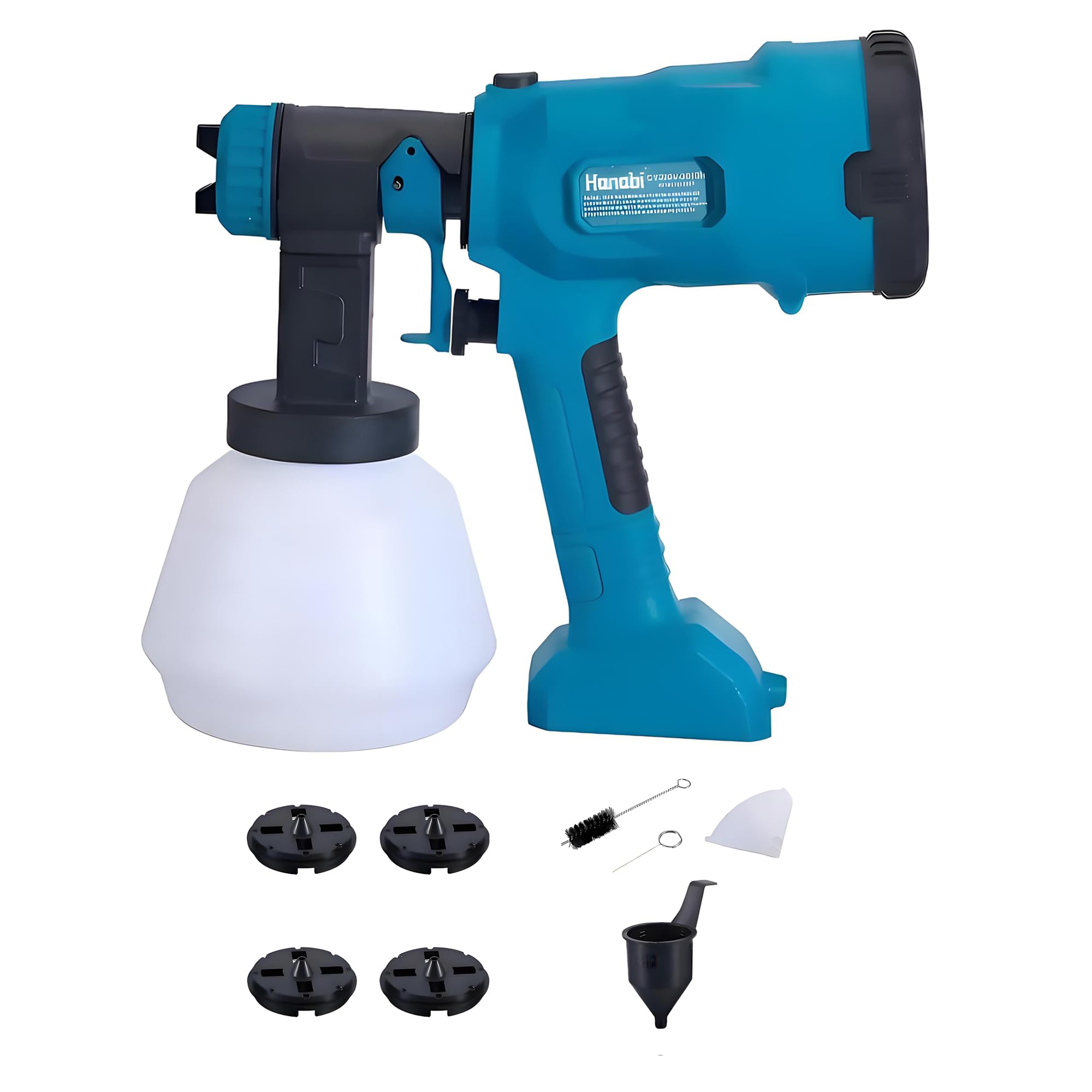 Hanabi Pistola Pintura Elétrica Pulverizar Tinta Pulverizador Sem Fio 220V | 1000ML HVLP 4 Bicos 3 Modos para Parede Móveis Portão Carro DIY