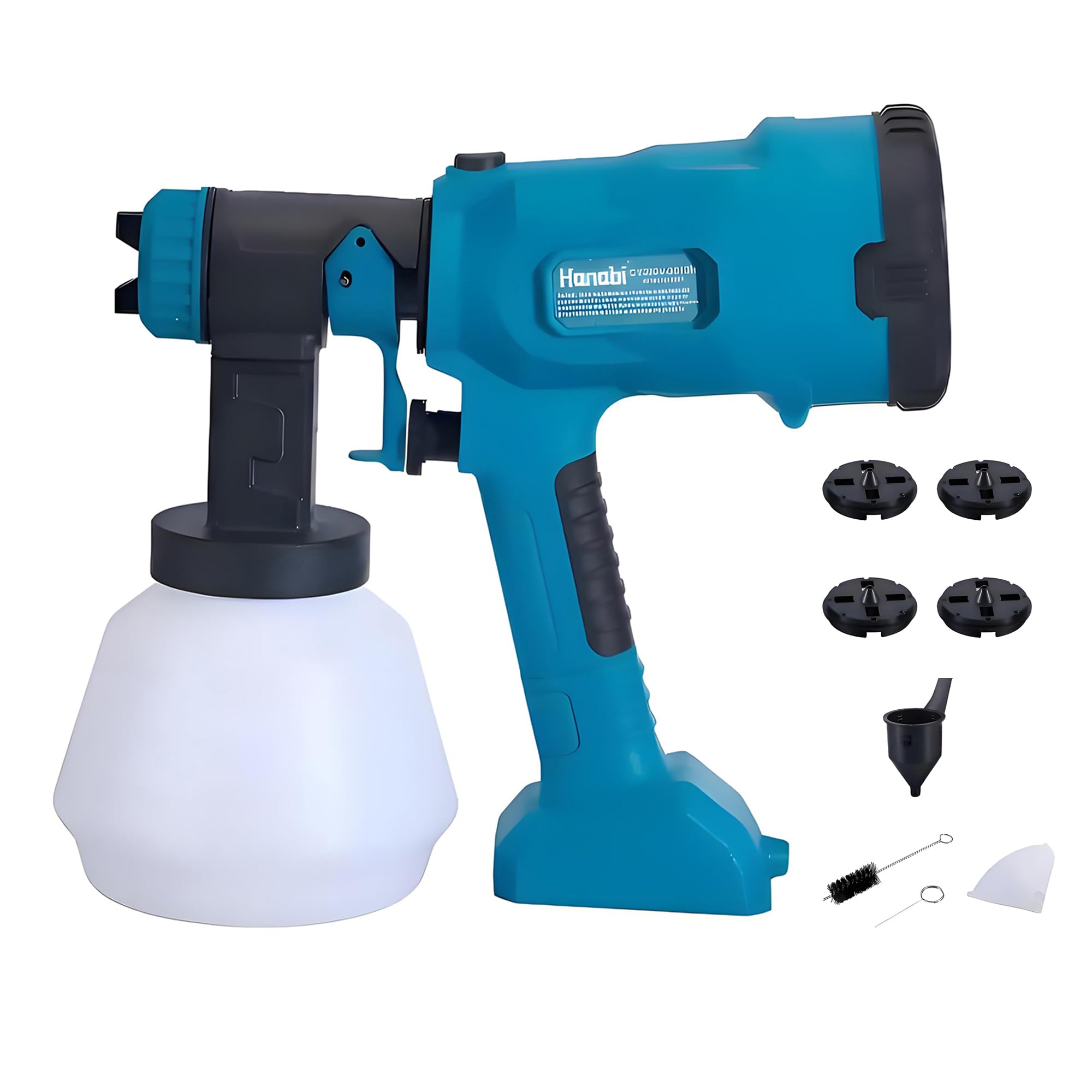 Hanabi Pistola Pintura Pulverizar Tinta Pulverizador Elétrica Sem Fio 220V | 1000ML 4 Bicos 3 Modos HVLP para Parede Móveis Portão Carro DIY