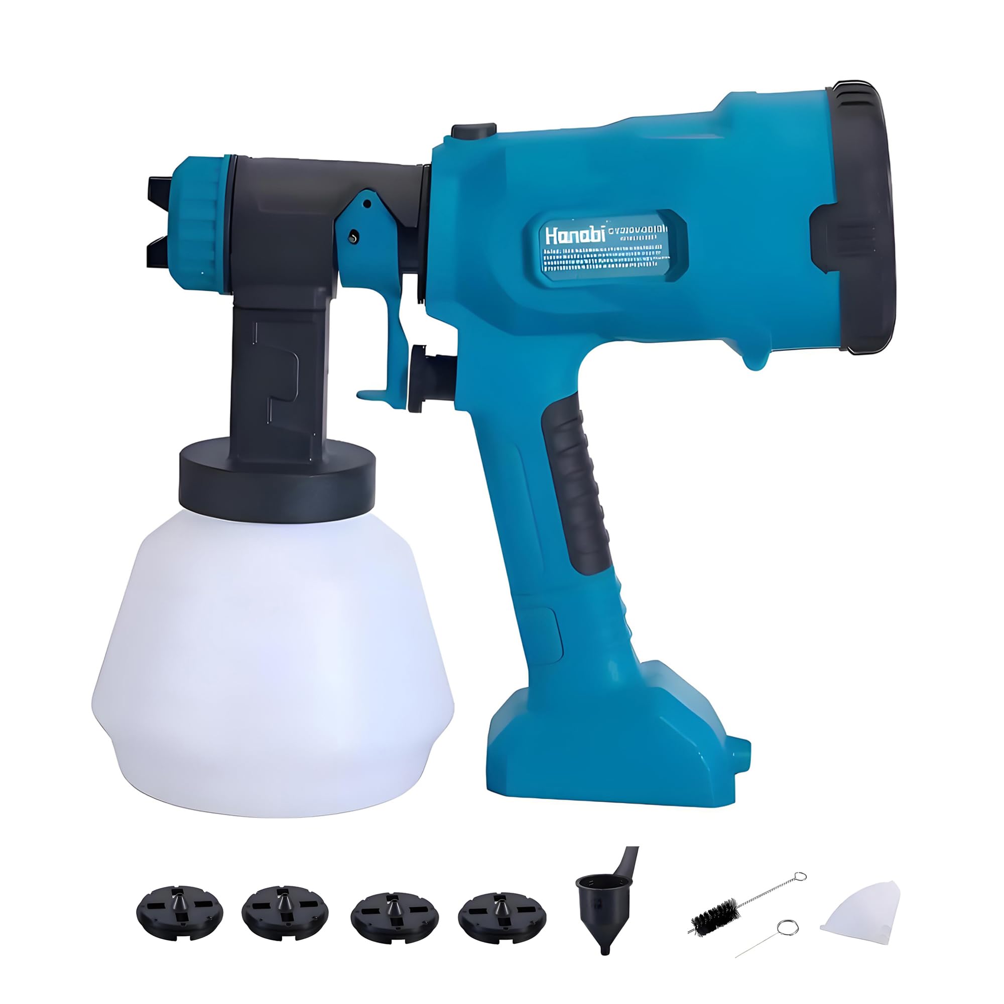 Hanabi Pistola Pintura Pulverizar Tinta Pulverizador Elétrica Sem Fio 110V | 1000ML 4 Bicos 3 Modos HVLP para Móveis Parede Portão Carro DIY