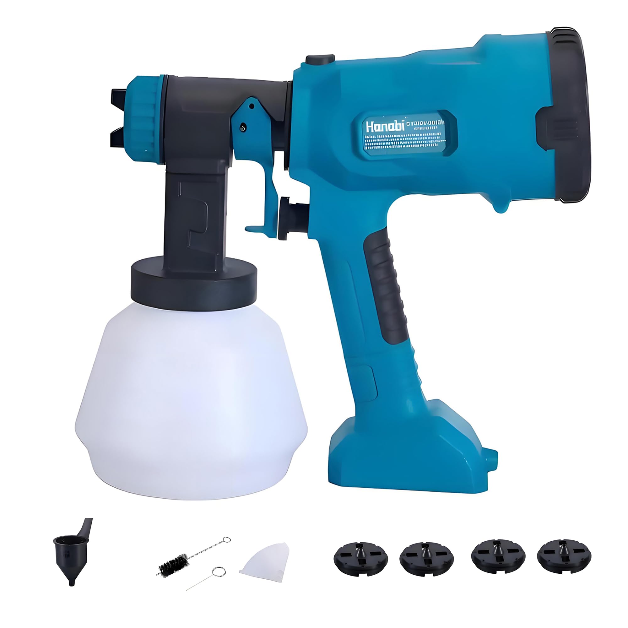 Hanabi Pistola Pintura Pulverizar Tinta Pulverizador Elétrica Sem Fio 110V | 1000ML HVLP 3 Modos 4 Bicos para Parede Móveis Portão Carro DIY
