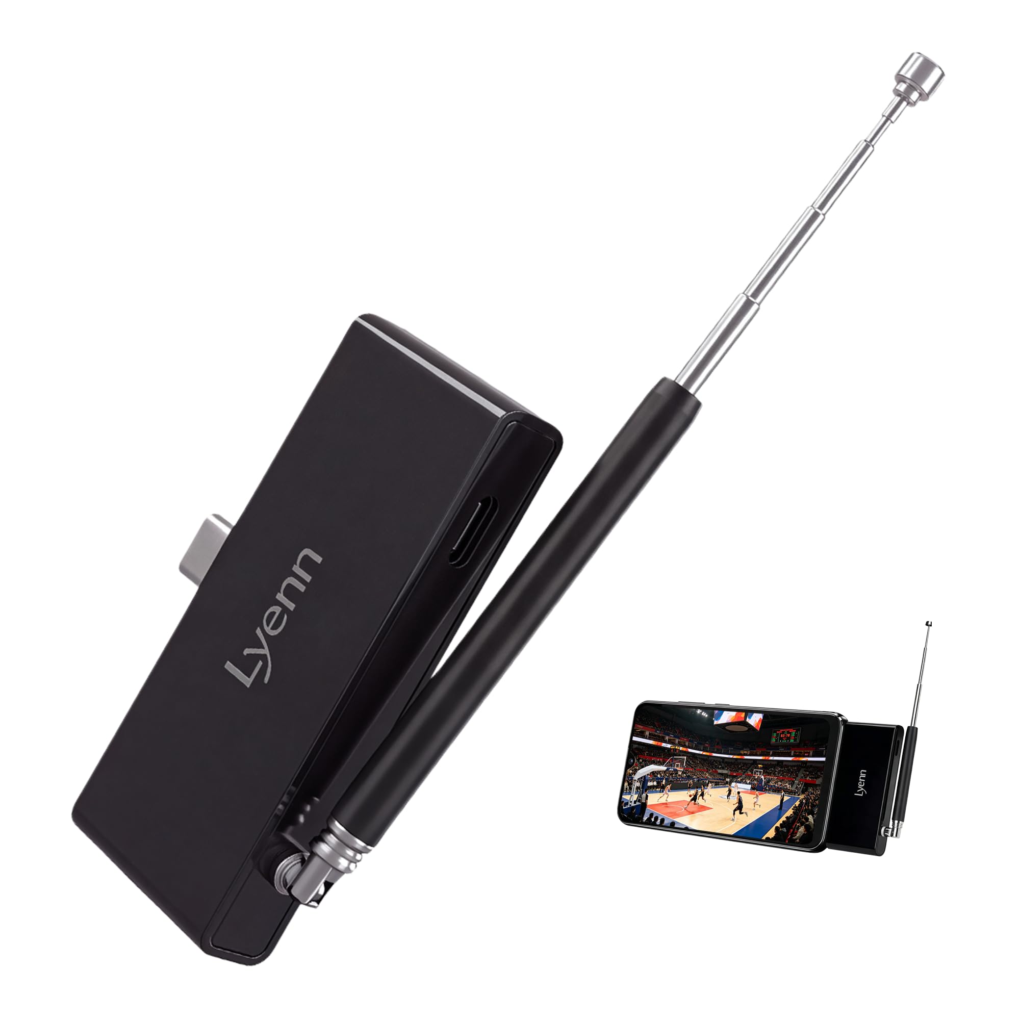 Lyenn Sintonizador de TV Antena USB Tipo-C TV Stick Assistindo ATSC 1.0 TV Digital Canais de TV Local Gratuitos para Telefones Android Pads Tablets Sem Internet ou Assinatura Necessária (Preto)
