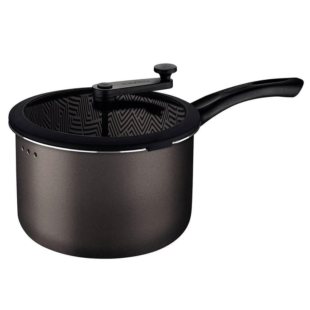 Pipoqueira Tramontina Paris em Alumínio com Revestimento Interno e Externo em Antiaderente Starflon Max Chumbo com Tampa de Vidro 22 cm 4,8 L