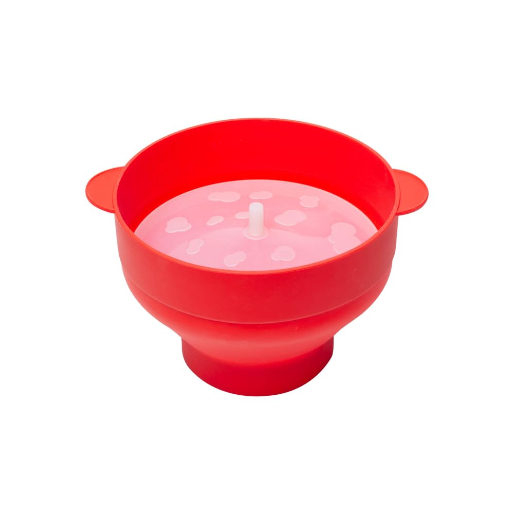 LYOR - Pipoqueira para Micro-Ondas de Silicone Vermelha 20cm x 24cm x 15cm