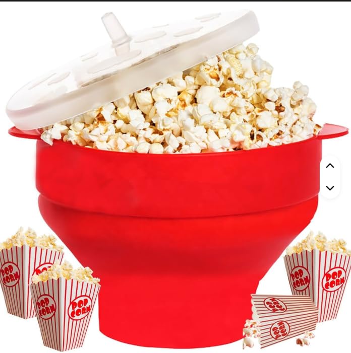 Pipoqueira de Silicone para Micro-ondas, Vermelha, 20cm x 24cm x 15cm