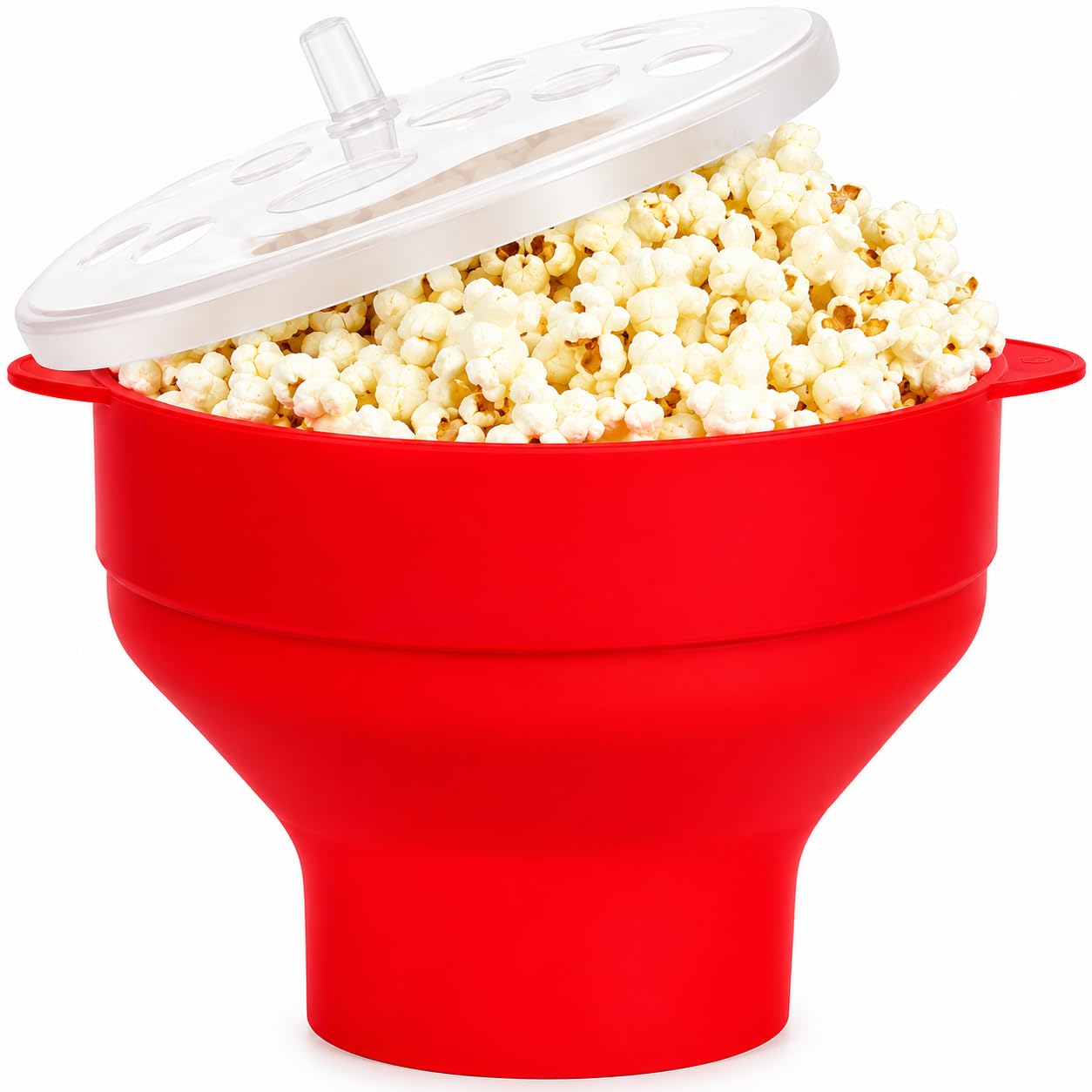 Pipoqueira de Silicone para Microondas Dobrável Sem Óleo BPA Free 5 Colheres Antiaderente Fácil de Usar Lavável Vermelha