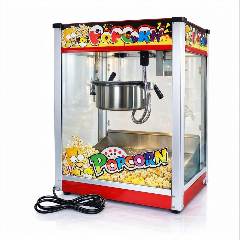 Pipoqueira Profissional Elétrica Alta produção para uso comercial 1300W Até 5Kg/H Pipoca Festa Eventos Cinema Buffets Inox 220V
