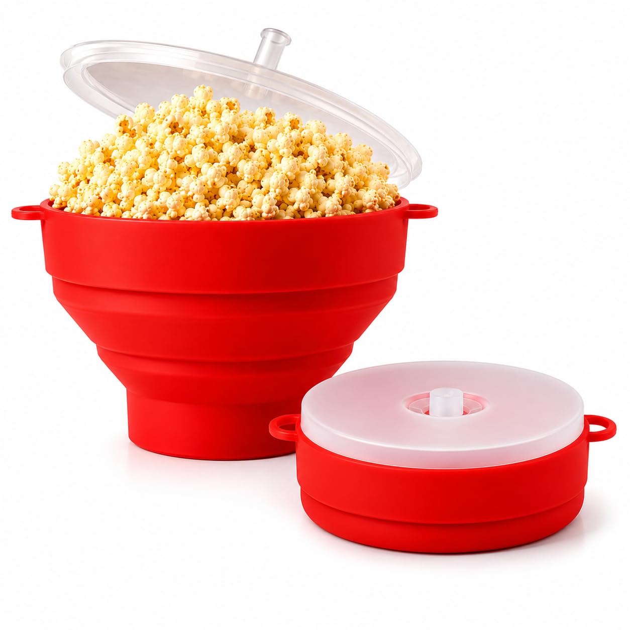 Pipoqueira de Silicone para Micro-ondas Dobrável | Pipoca Saudável Sem Óleo em Até 3 Minutos | Recipiente Reutilizável Livre de BPA | Fácil de Limpar e Armazenar