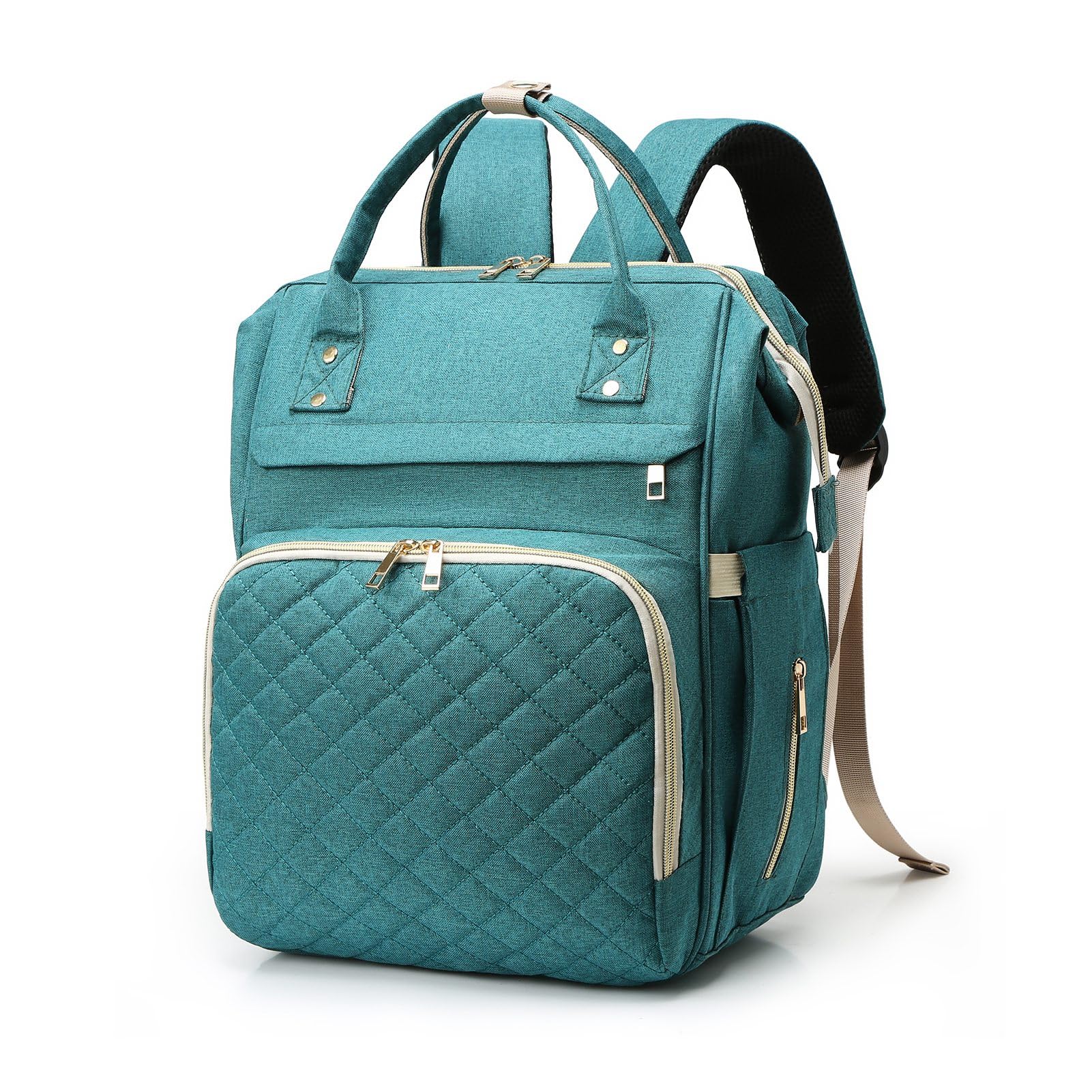 HUIOP Bolsa de fraldas portátil mochila grande capacidade resistente à água viagem bolsa de amamentação bolsa mamãe com porta de carregamento usb alças de carrinho 3 bolsos térmicos para mamadeiras