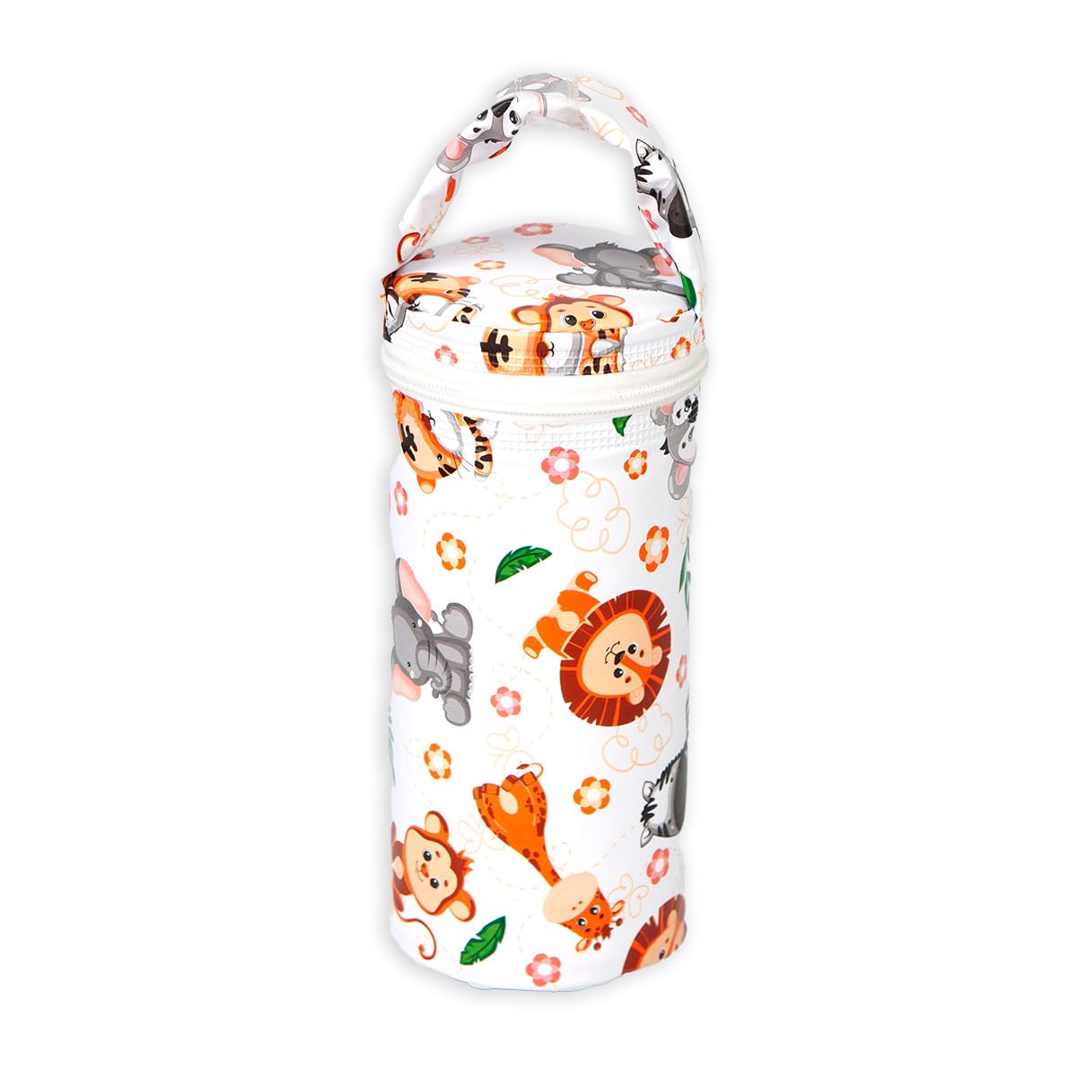 Porta Mamadeira Térmico Infantil, Impermeável com Alça,1 Litro,Mantém Temperatura por até 6 Horas (Laranja Safari)