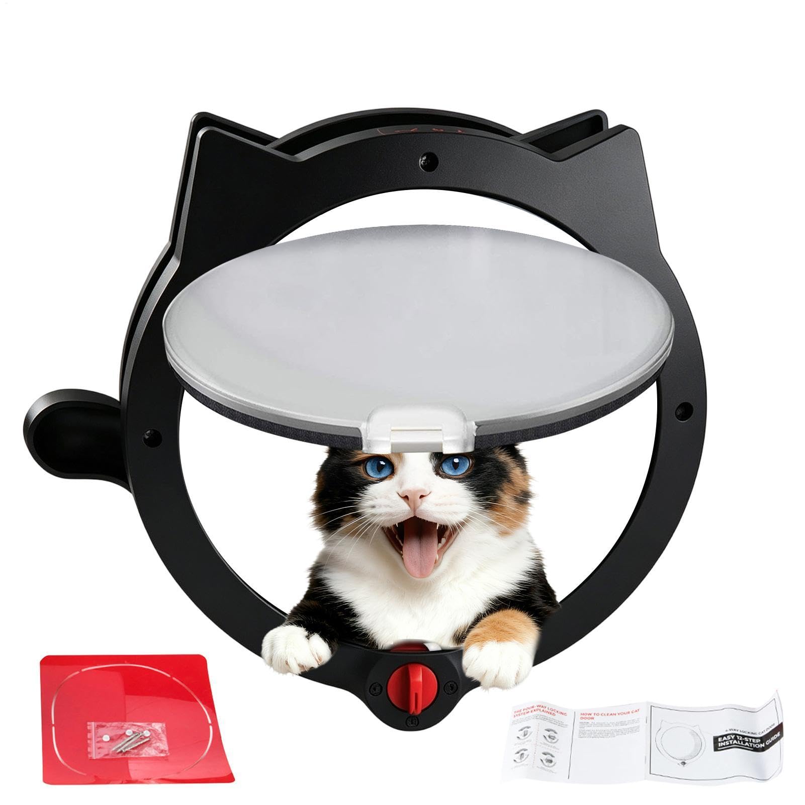 Porta Pet 4 Modos de Resistente às Intempéries 31 x 25,9 cm | Porta Interior Para Animais Domésticos para Filhotes Caninos e Felinos Parede Cozinha Sala Quarto Porão Jardim de Inverno