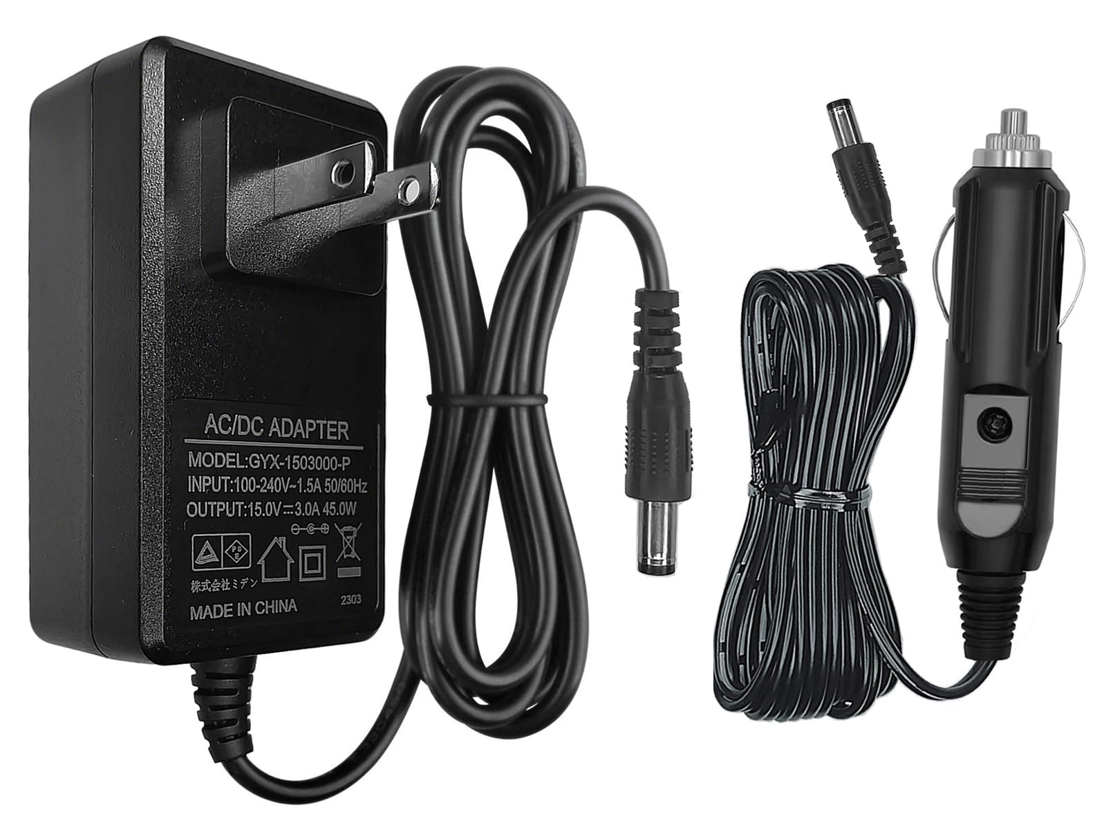 Adaptador CA/CC de 15 V 3A-3,2 A carregador de carro compatível com 4 Patriots Patriot Power Sidekick D320 299Wh estação portátil 300 W bateria de gerador solar para CTECi GT200 Pro T240