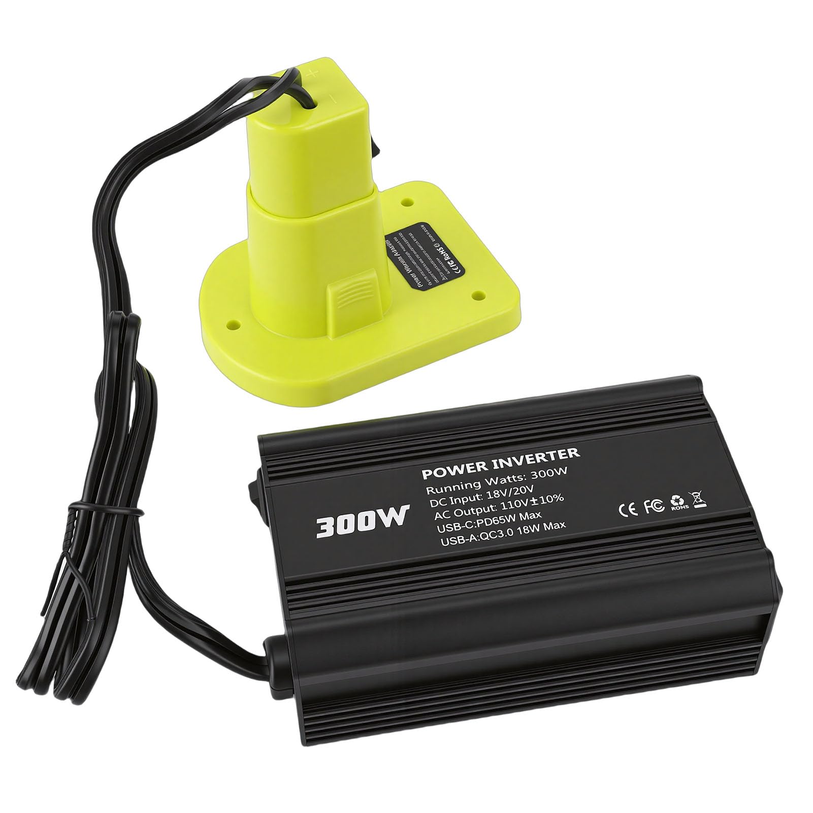 AMONIDA Inversor de Energia de 300 W, Conversor CC para CA, Inversor de 2 Tomadas CA Com Portas Tipo C PD 65 W e Portas USB A 18, Ideal para Baterias e Energia Portátil