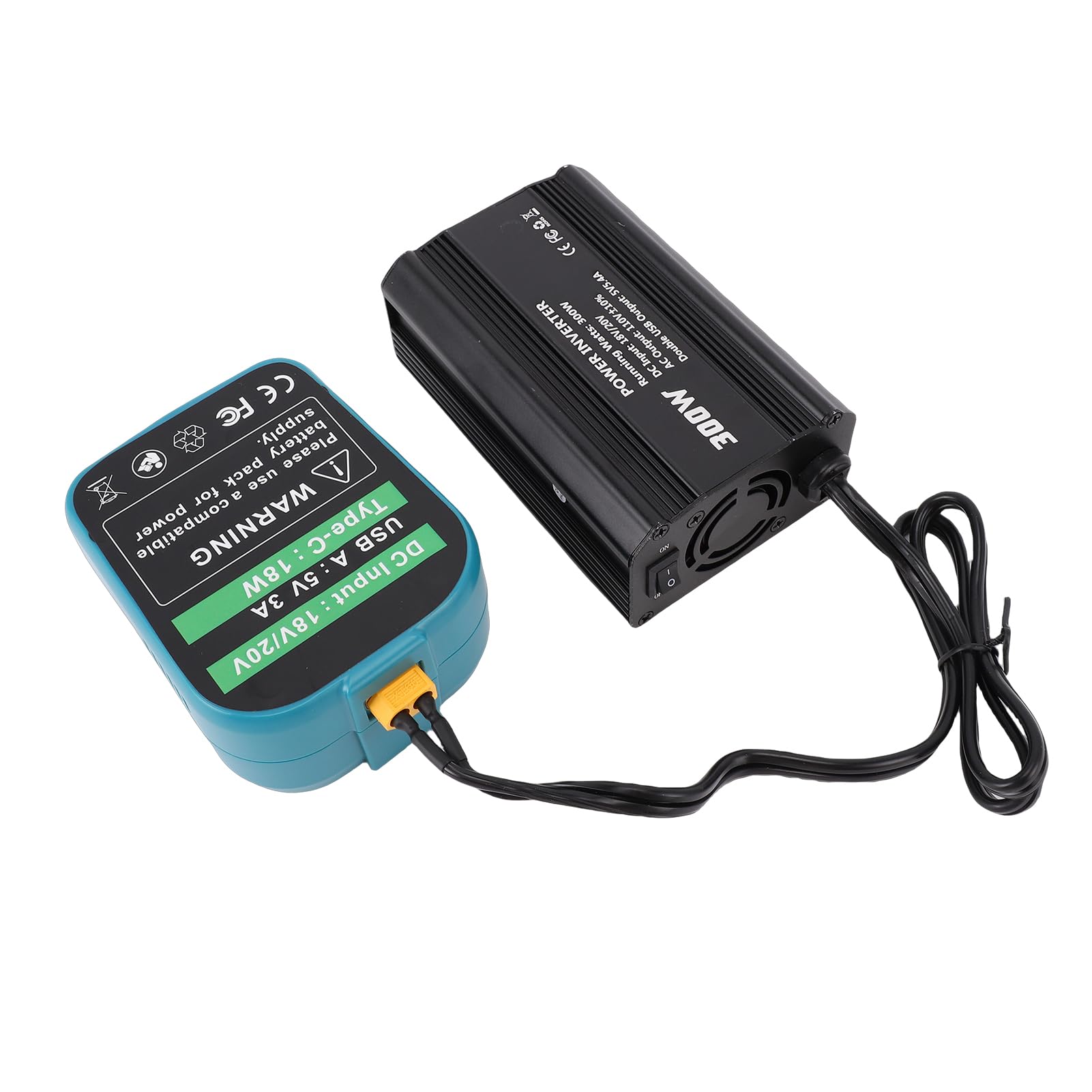 AUNMAS Inversor de Energia de 300 W Conversor de Energia Alimentado por Bateria Com 2 Tomadas CA 3 Portas USB A 1 USB C ABS Liga de Alumínio para Locais de Trabalho de Acampamento Uso de Emergência