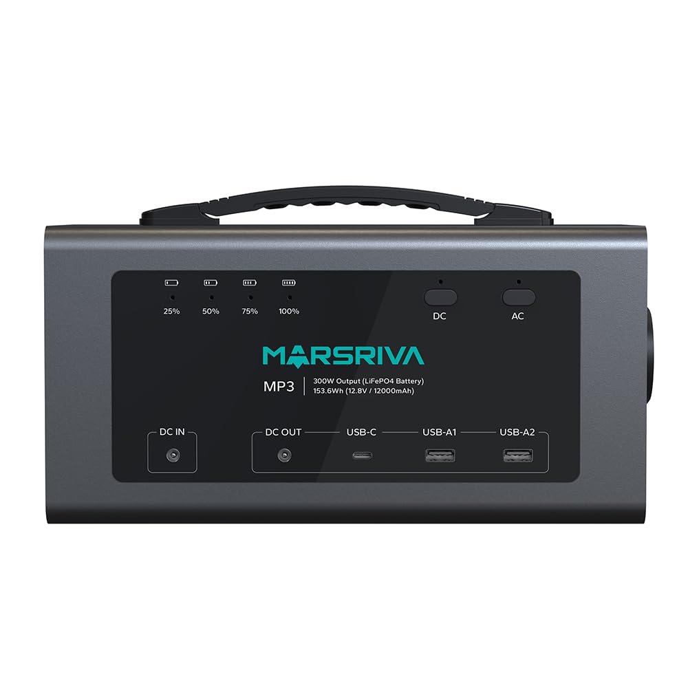 Power Station Portátil 300W (153.6Wh) Bateria LiFePO4 Gerador de Energia Compacto Modelo MP3 para Camping e Emergências