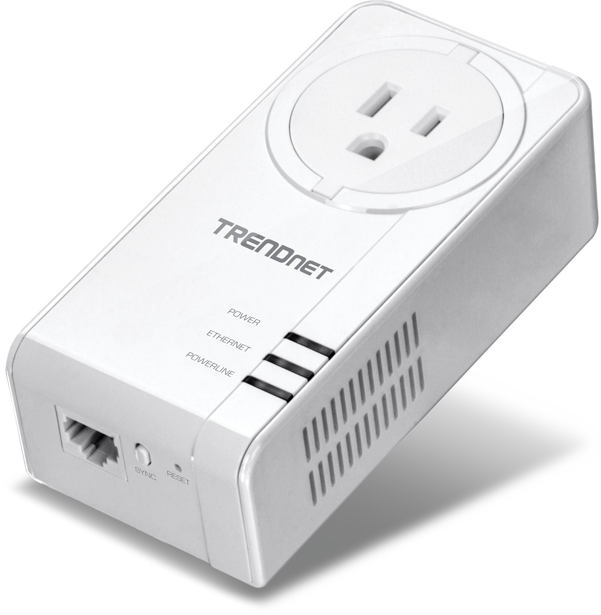 TRENDnet Adaptador Powerline 1300 AV2 com tomada integrada, porta Gigabit, IEEE 1905.1 e IEEE 1901, alcance de até 300 m, TPL-423E, branco