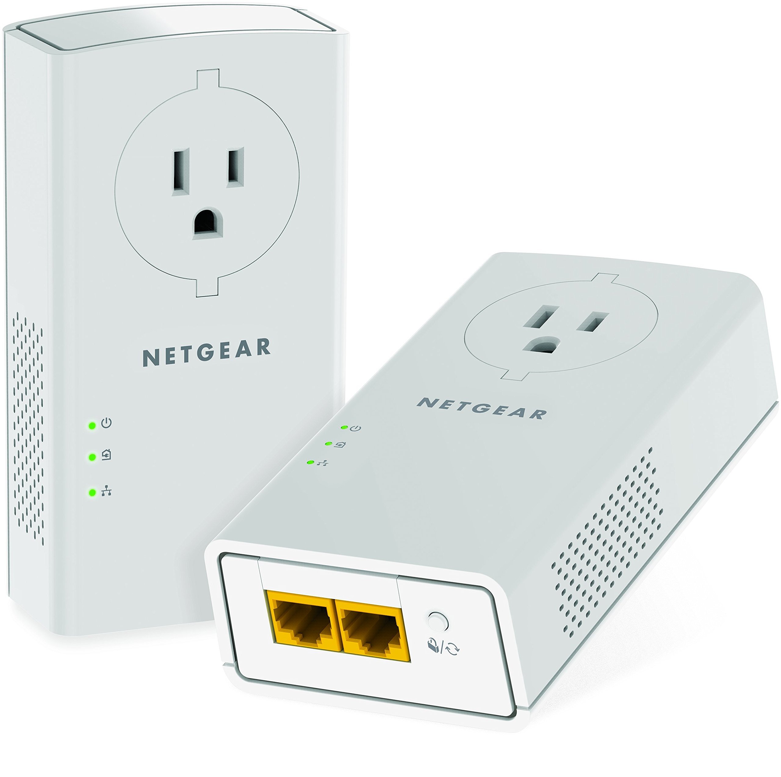 TP-Link NETGEAR Kit adaptador Powerline, tomada de parede de 2000 Mbps, 2 portas Gigabit Ethernet com passagem + saída extra (PLP2000-100PAS), branco