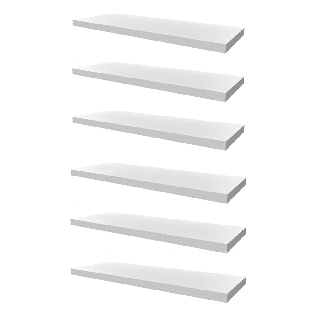 DecoraLar Kit 6 Prateleiras 70x20 MDF Branco com Suporte Flutuante Invisível
