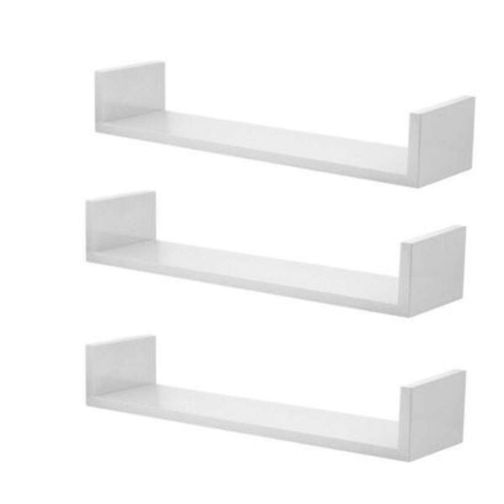 DecoraLar Kit 3 Prateleiras Nichos em U 60x20 MDF Branco com Suporte Flutuante Invisível