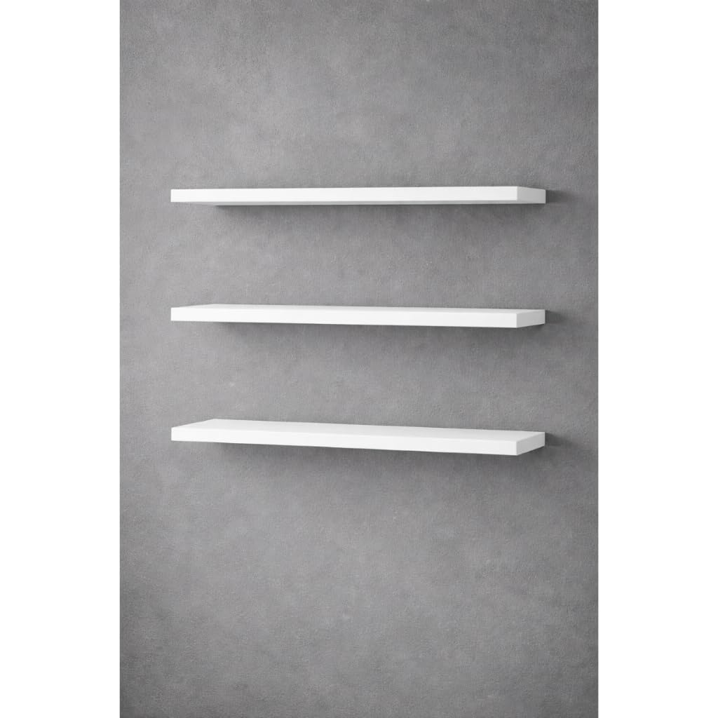 Kit 3 Prateleiras Flutuantes em MDF 60cm Suporte Invisível Parede Decoração Moderna Organizador Sala Quarto Cozinha Banheiro 10kg por Unidade(Branca)