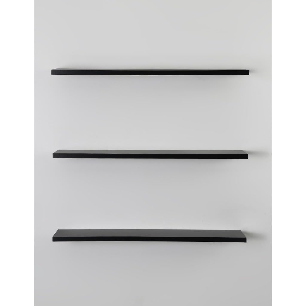Prateleira Flutuante 3 Níveis MDF 60cm Suporte Invisível Parede Sala Cozinha(Preta)