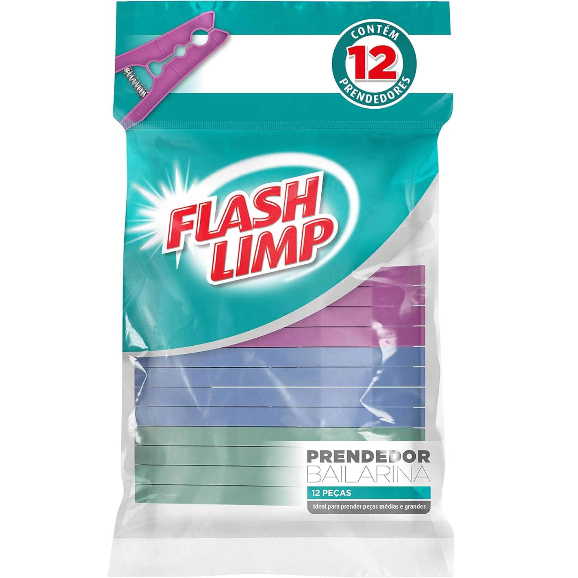 Prendedor de Roupas Classic 12 Peças, Lav6889,flash Limp,