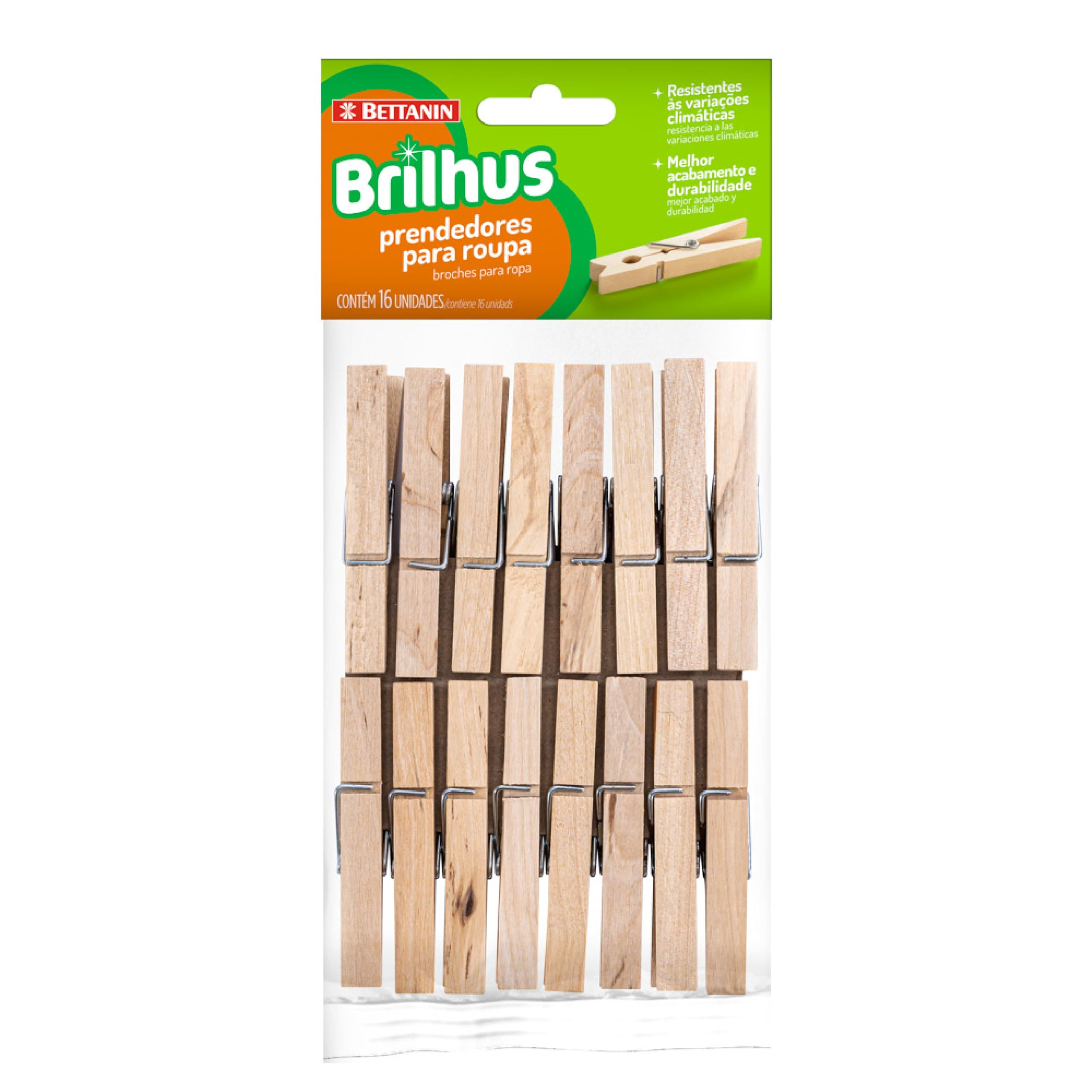 Brilhus - Prendedor de Roupas, em Madeira, Bettanin