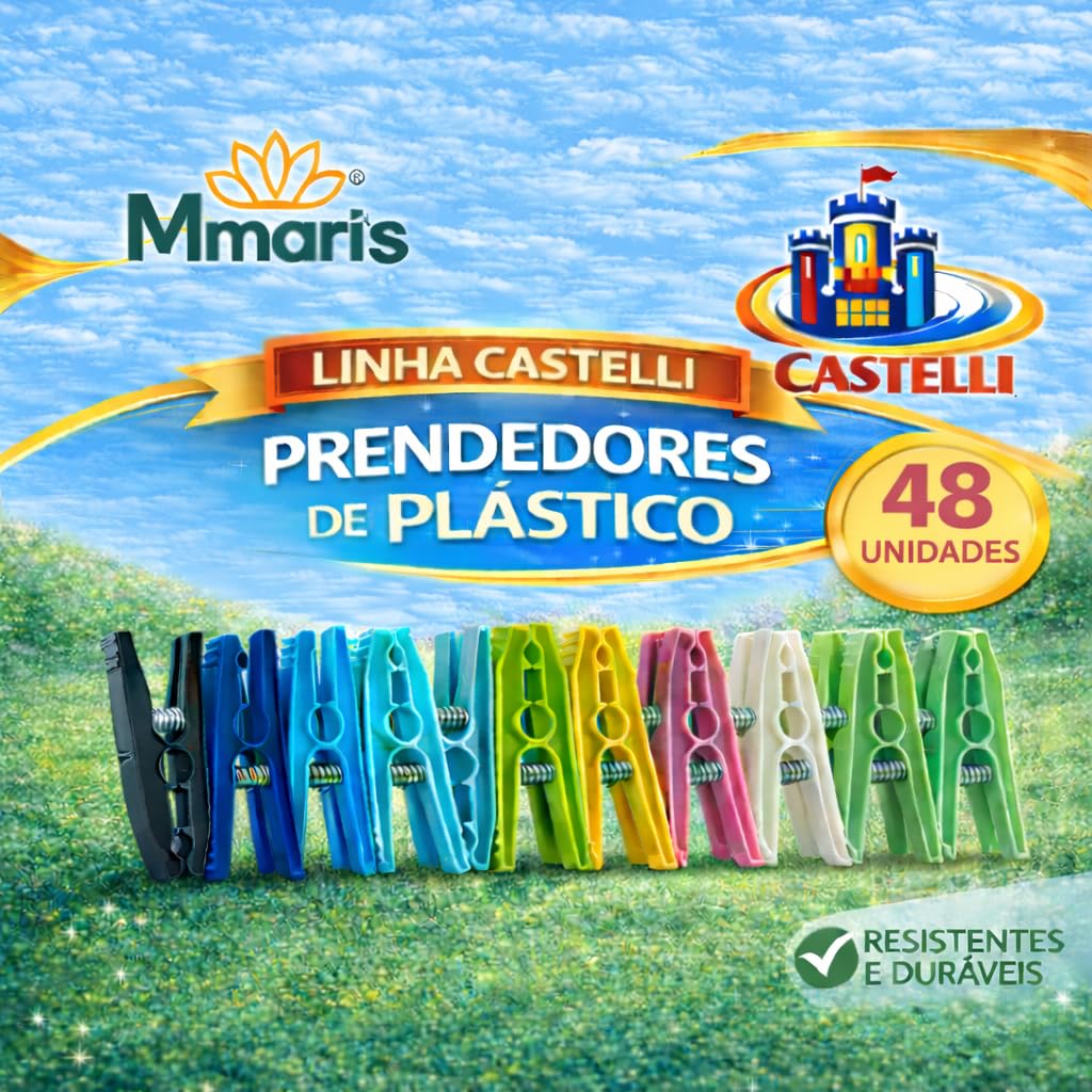 M Mari'S 48 Prendedor Roupa Pregadores Resistente Pregador Reforçado Não Resseca Não Enferruja Não Deforma Linha Castelli M MariS