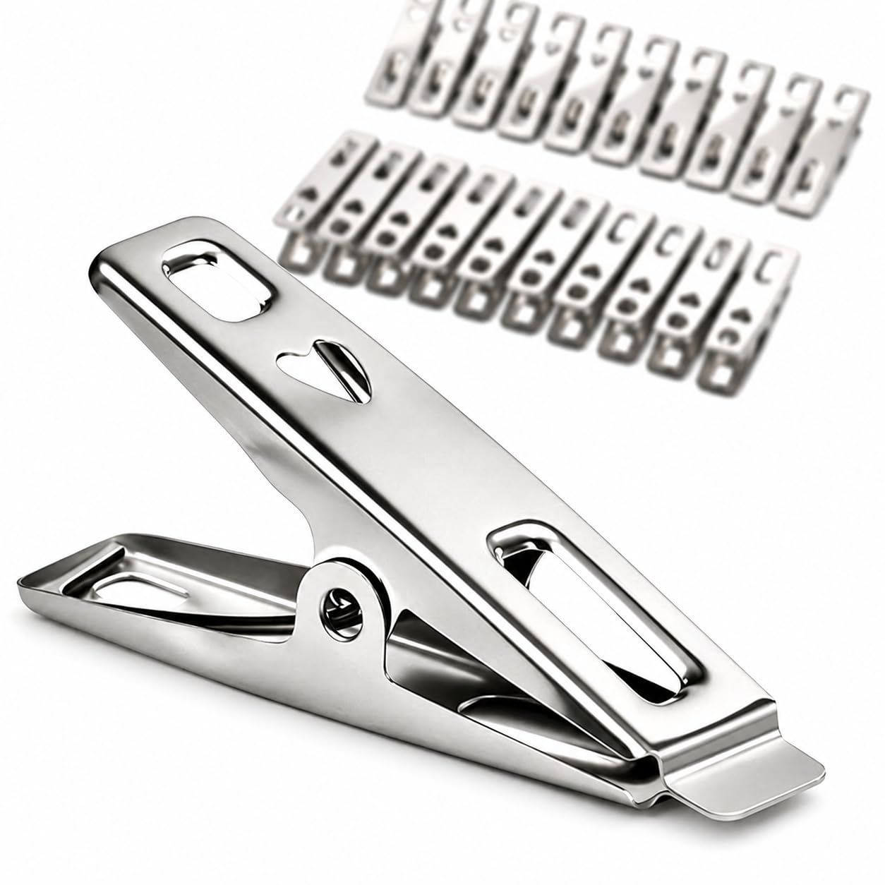 Kit 20 Prendedores de Roupa Inox Antiferrugem – Pregador de Metal Resistente, Multiuso para Varal, Embalagens e Organização