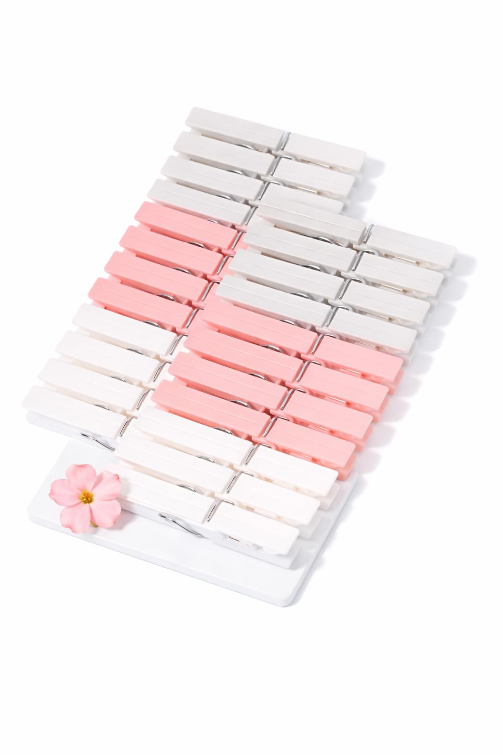 Pregadores de Roupa Plásticos, Prendedor de Roupa 24 Unidades, Cores Branco, Rosa e Cinza, Mola de Metal, Resistentes e Práticos