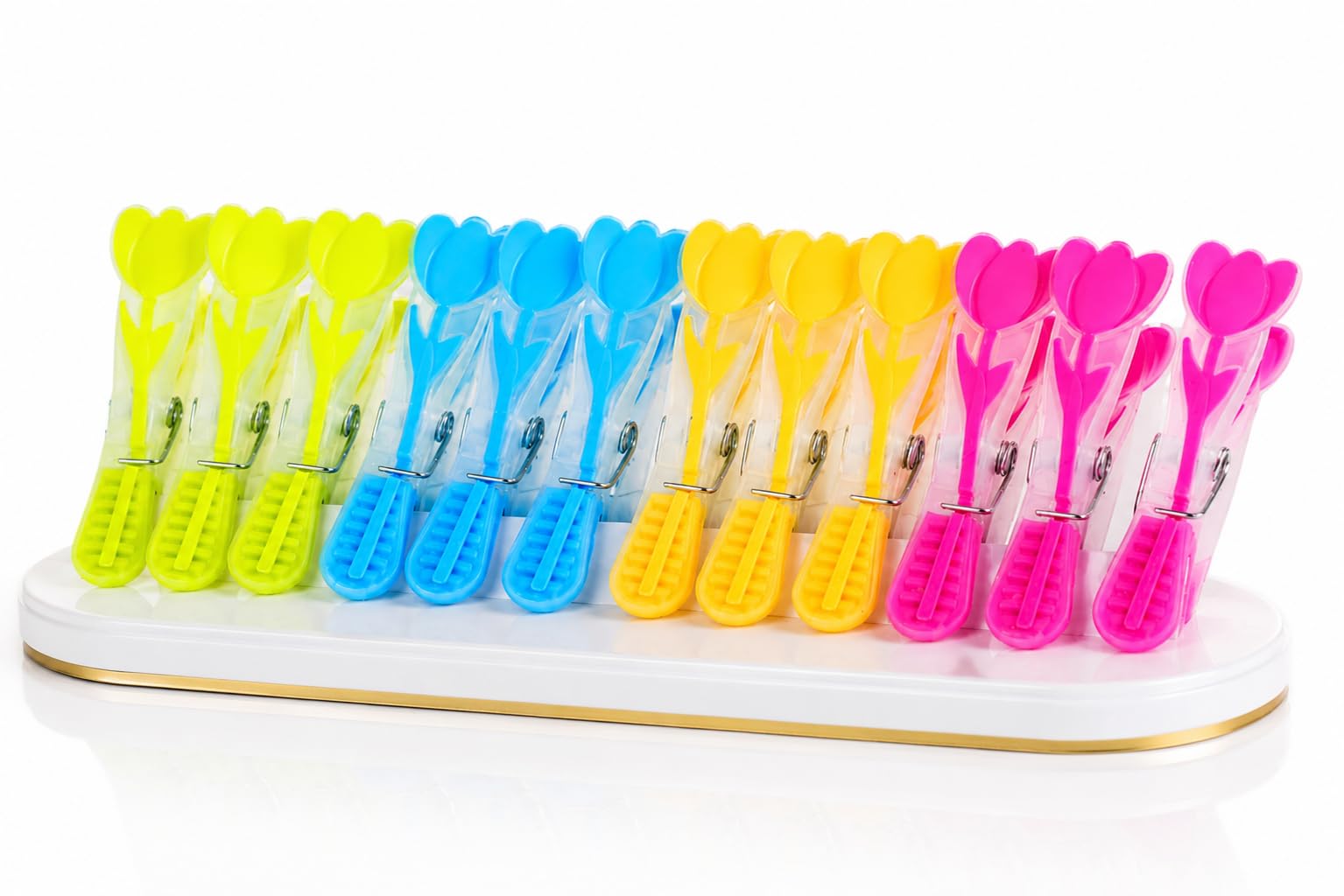 Pregadores de Roupa Coloridos com Silicone Antiderrapante e Mola Especial, Kit com 12 Peças, 8,5 cm, Prendedor de Roupa