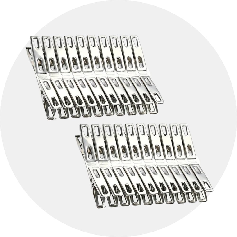 Kit 40 Prendedores de Roupa em Aço Inox Resistente - Pregador de Roupa Inox para Varal, Embalagens, Papelaria - Kit Prendedores Premium Duráveis, Fortes e Resistentes ao Sol e Vento - Amel (40)