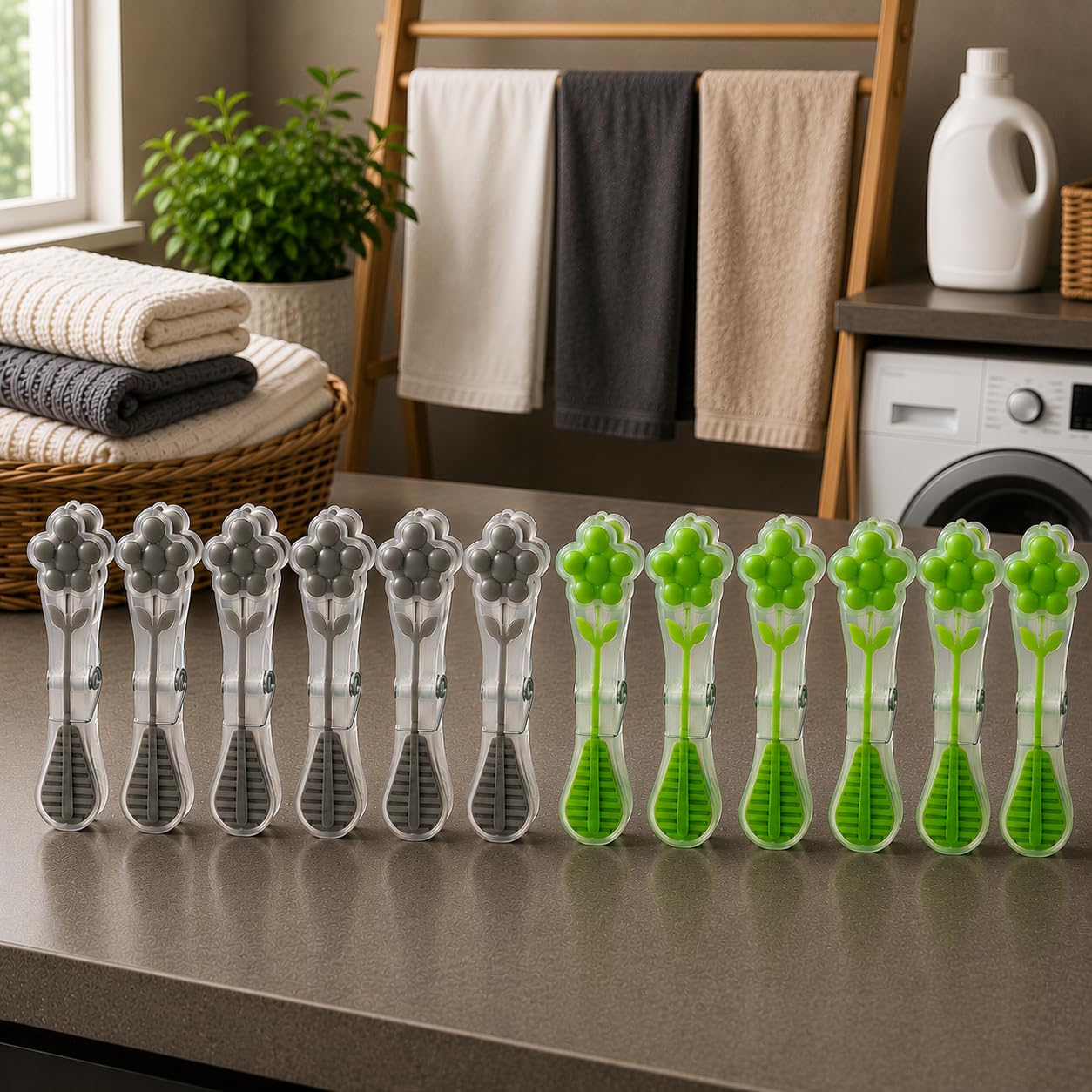 Kit com 12 Pregadores de Roupa em Plástico Resistente PP 8,5cm Antideslizante para Secagem de Roupas Toalhas e Peças Delicadas Uso Doméstico