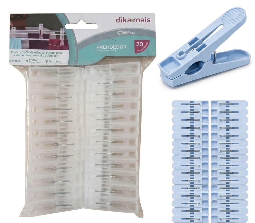 Prendedor/pregador de Roupas Kit com 40 Peças-plástico com mola de aço | Prendedor de plástico com mola de aço