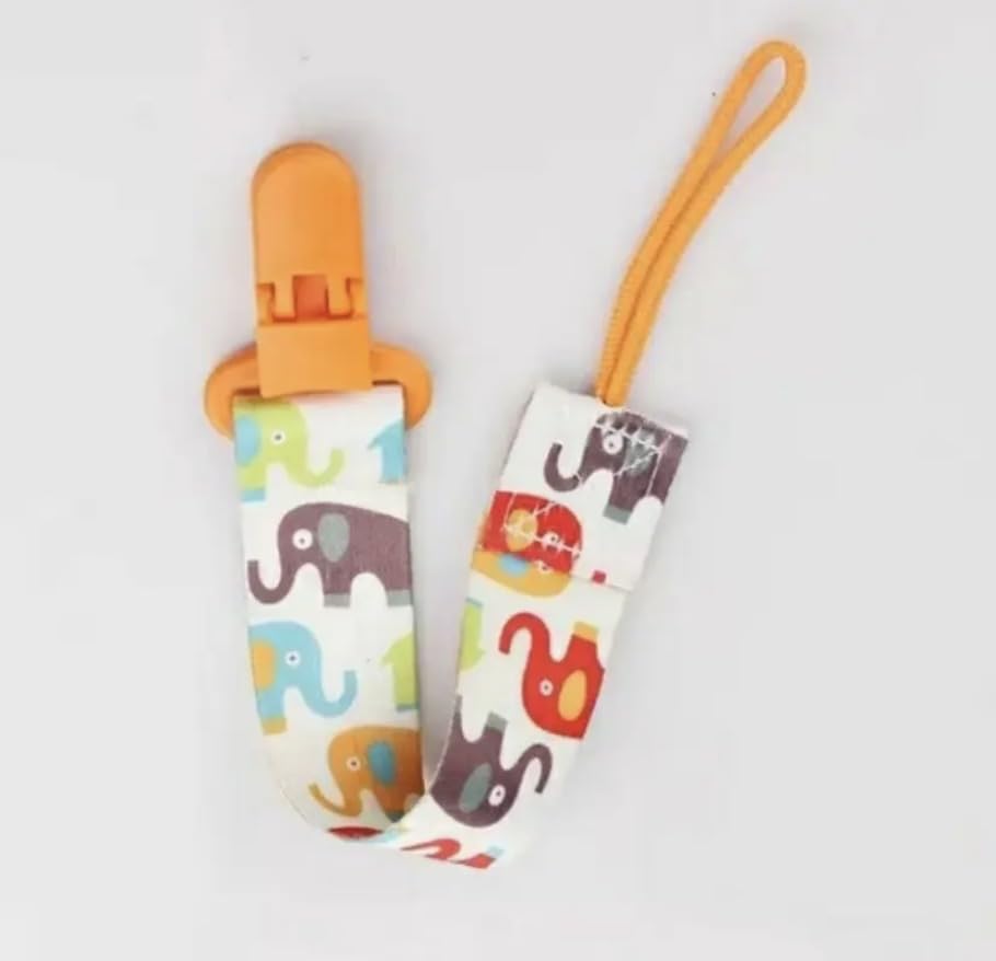 Prendedor de Chupeta Infantil em Tecido Estampado Universal para Bebês (Estampa animal) | Prendedor de Chupeta Infantil